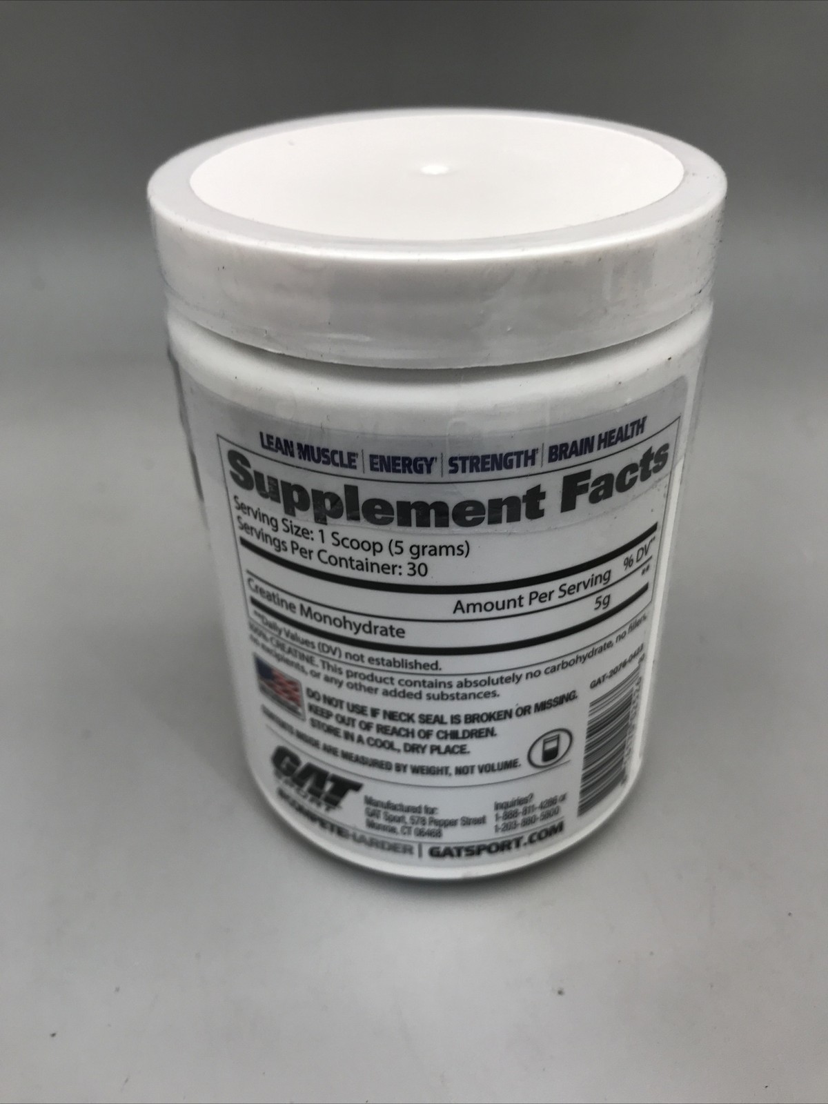 GAT SPORT Creatine Monohydrate Powder 150g Unflavored 30 Servings Exp 03/28