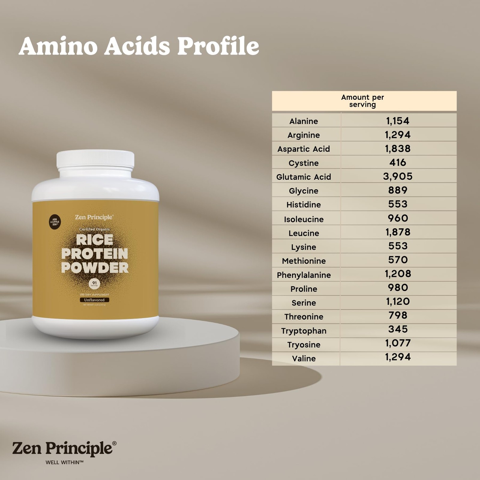 Zen Principle Organic Brown Rice Protein 6 Lb. Usda Certified Organic.