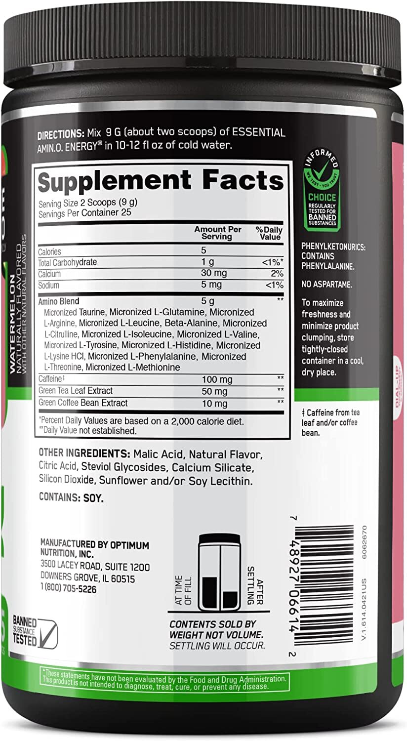 Amino Energy by Optimum Nutrition 25 Servings ON BCAA EAA ALL FLAVORS Preworkout