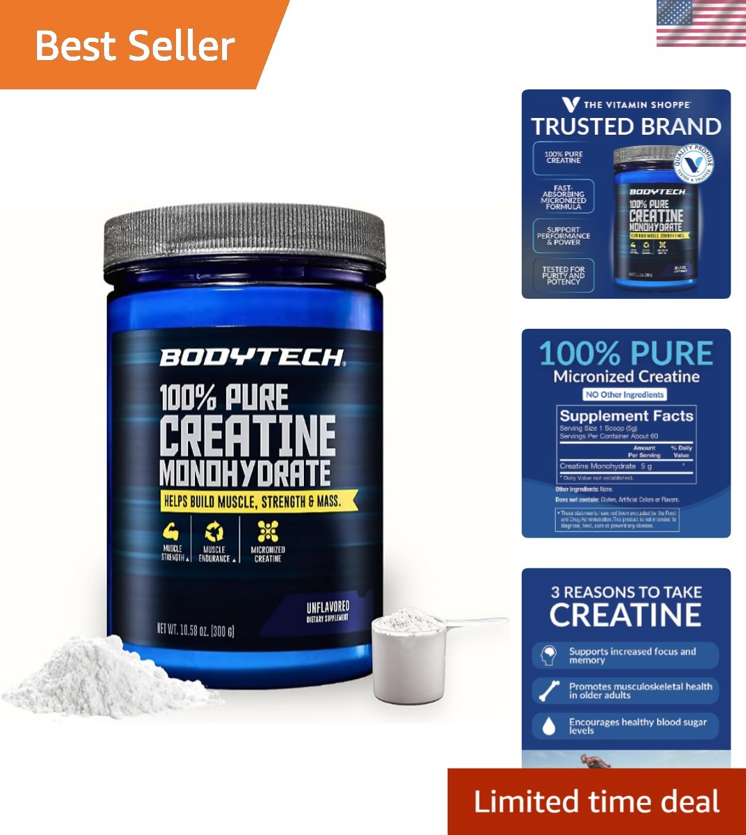 Micronized Creatine Powder – 60 Servings, Muscle Support for Men & Women