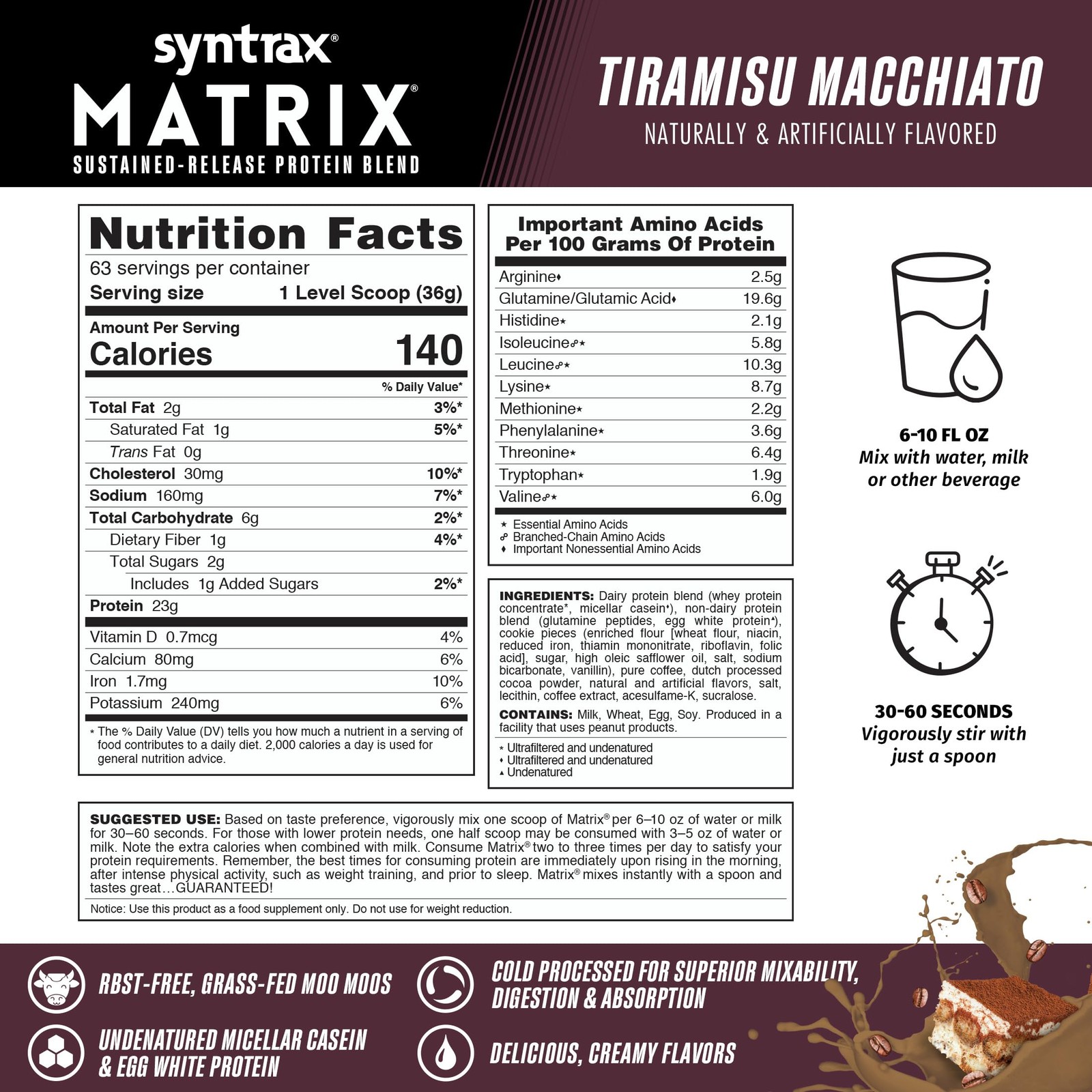 Sustained Release Protein Powder 5 Pound Grass Fed Whey Casein Egg White Blend