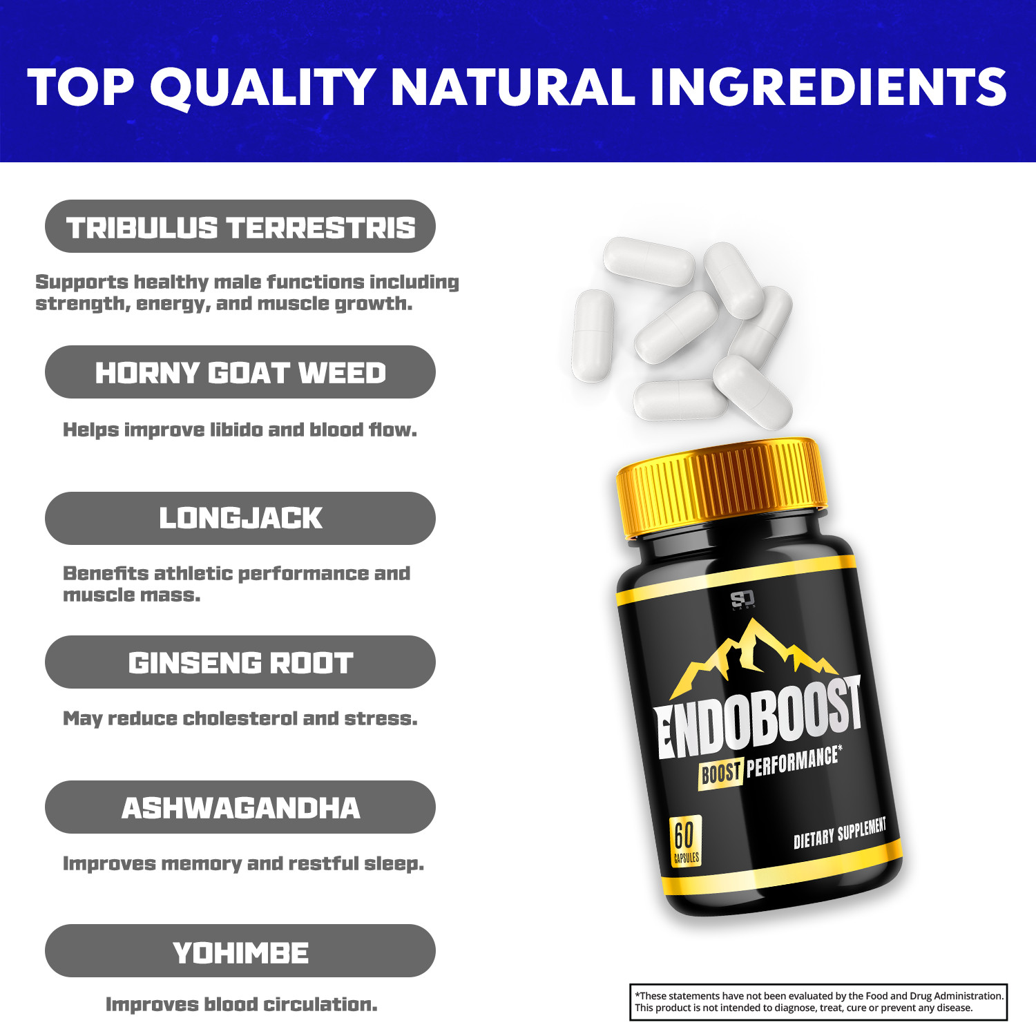 (5 Pack) Endoboost Men Supplement , Endo Boost Male Health Pills (300 Capsules)