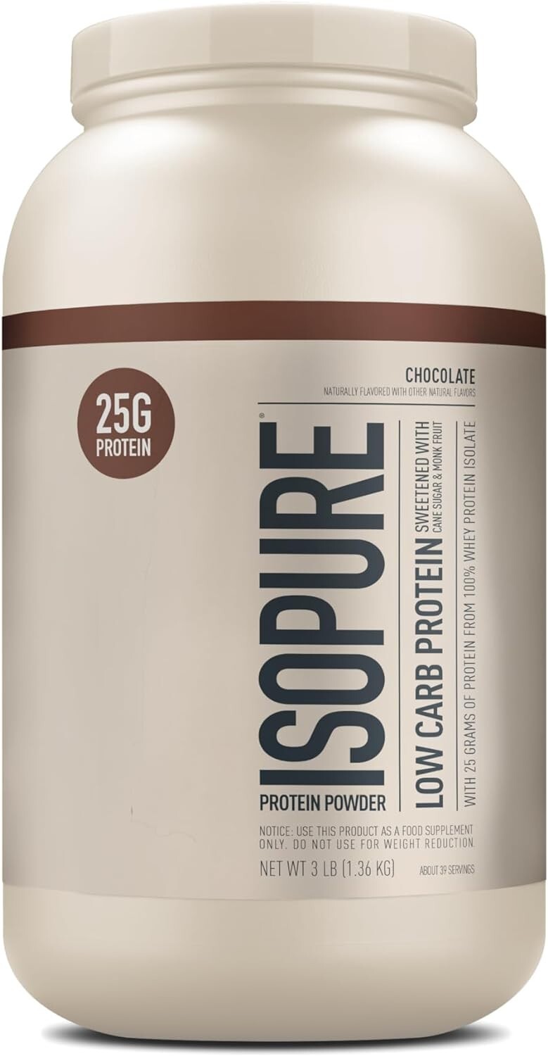 Nature’s Best Isopure Whey Protein Isolate w/ Stevia 25g Natural Chocolate 3lb