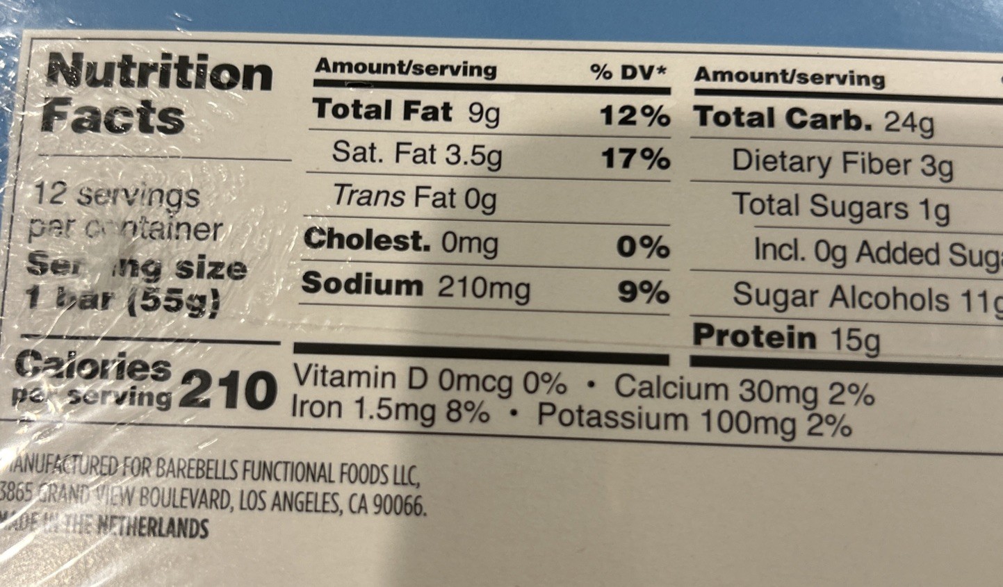 Barebells Vegan Caramel Peanut no added sugar 12 protein bar Expires 8/12/26
