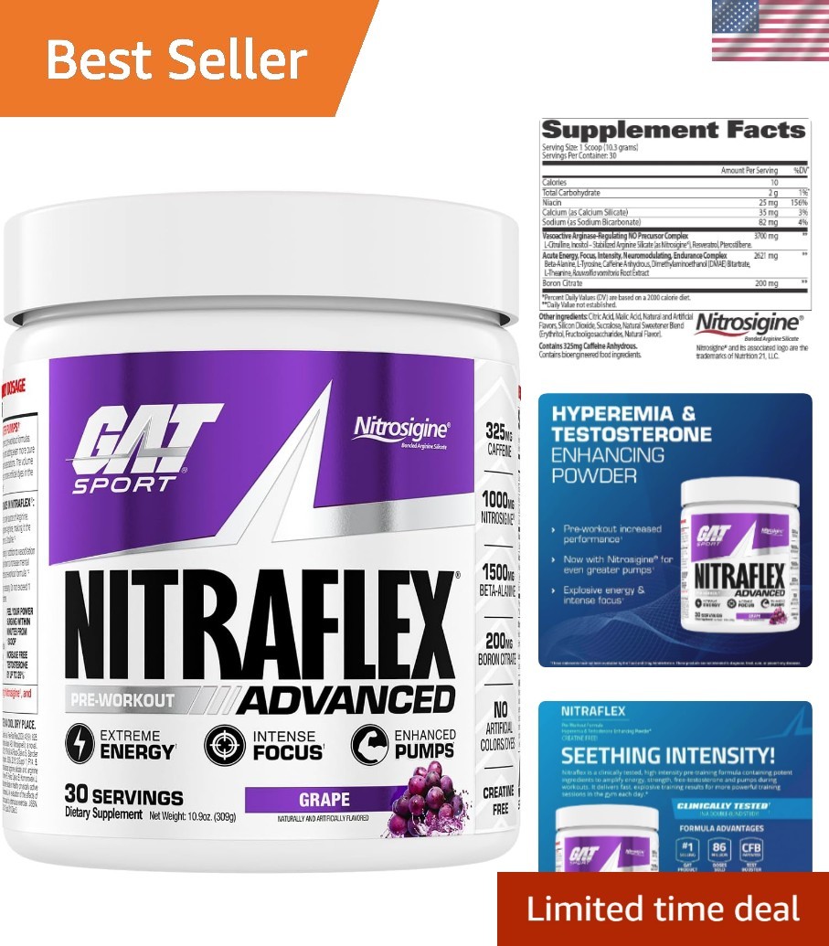 Nitraflex 30 Servings Pre-Workout Powder – Energy & Blood Flow Enhancement