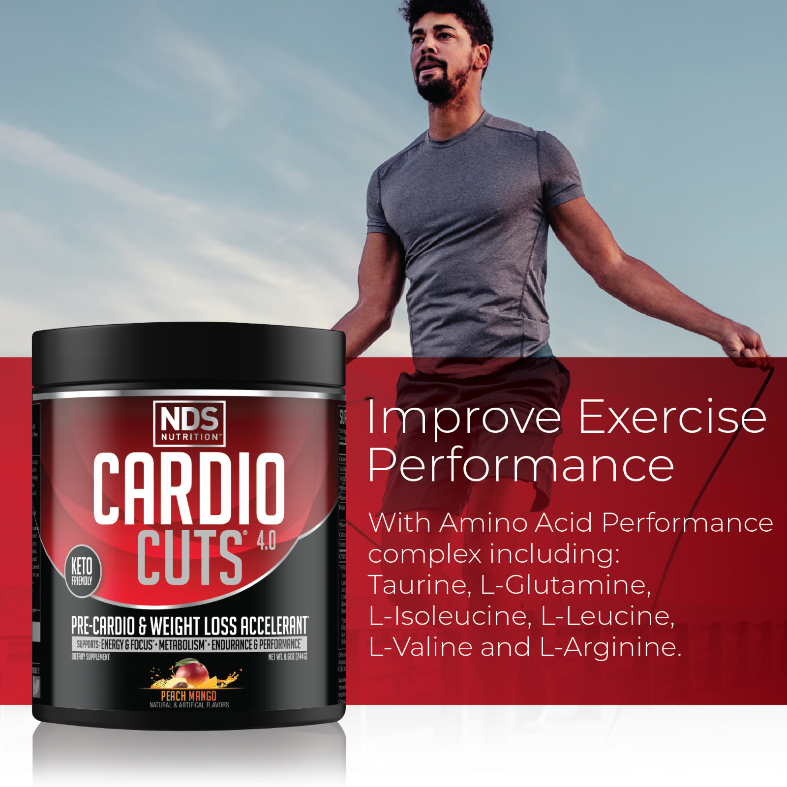 CARDIO CUTS 4.0 – Pre-Cardio / Weight Loss Drink Mix – Peach Mango (40 Servings)