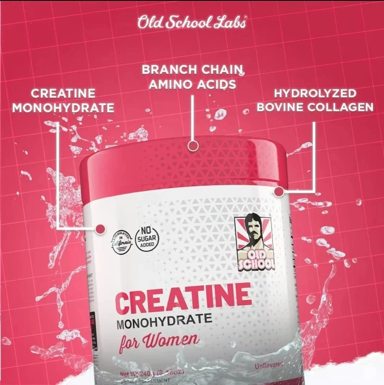 Creatine Monohydrate 5000mg Designed for Women 2g Collagen & 1g BCAA – 240g (30