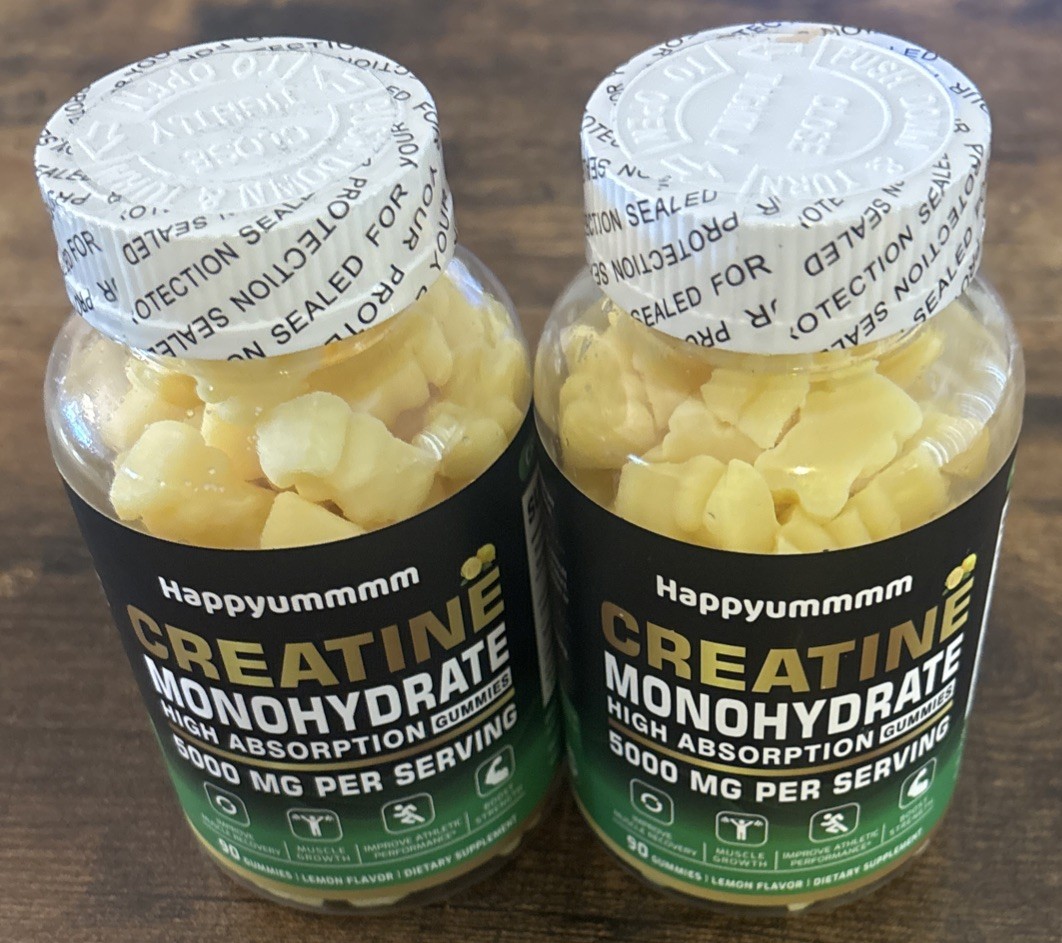 2x Happyummmm Creatine Monohydrate 5000MG 180Ct Gummies, Lemon Flavor