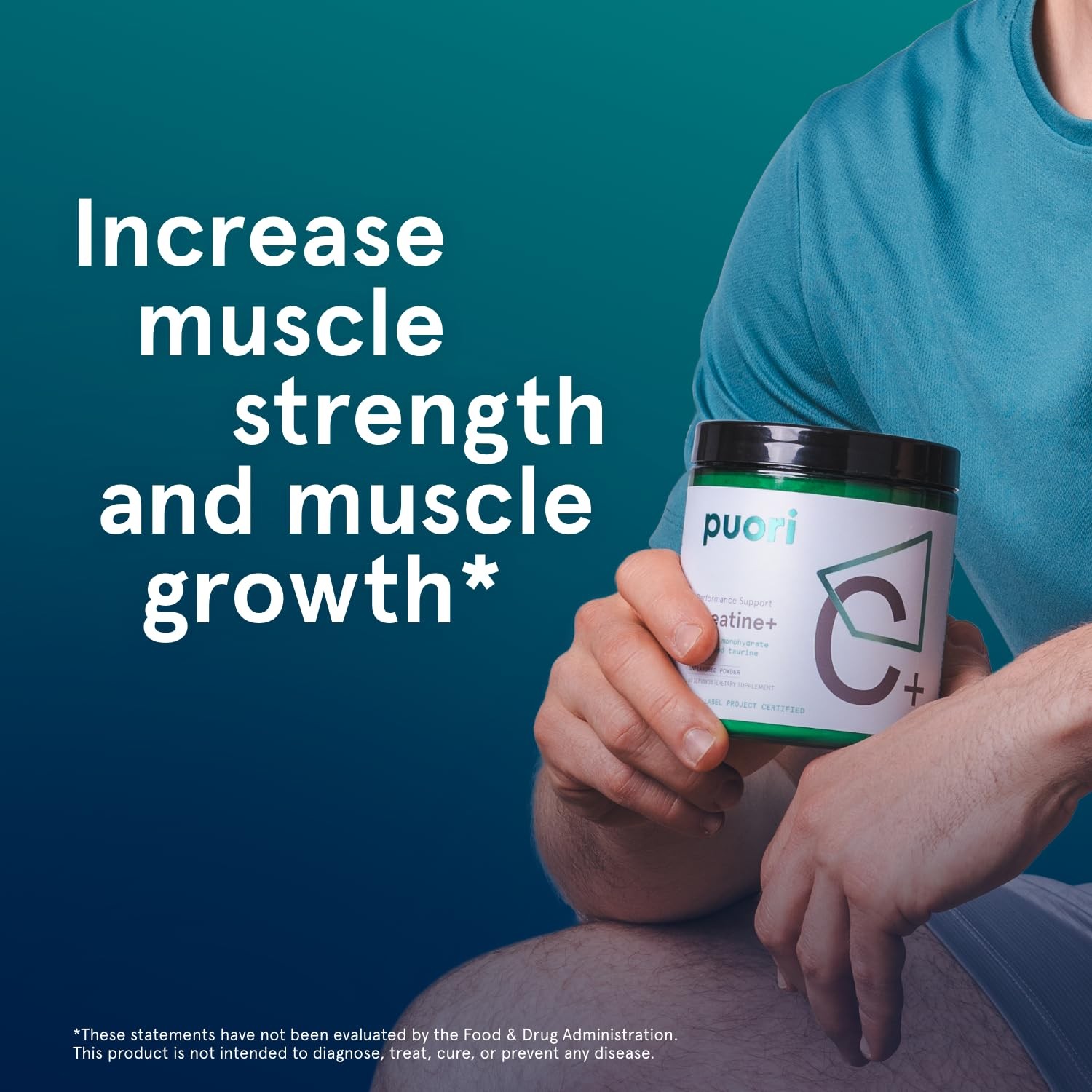 Puori 5g Creatine Monohydrate Powder with Added 11.4 Ounce (Pack of 1), White