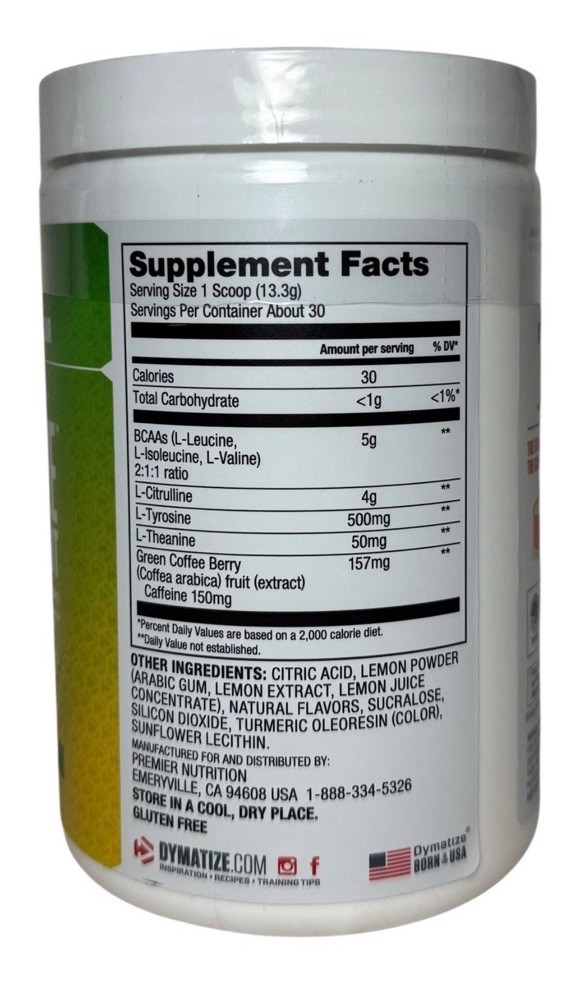 Dymatize Energyze Pre-Workout Lemon Lime 30 Servings – 14.1 oz Sealed Ex:10/2026