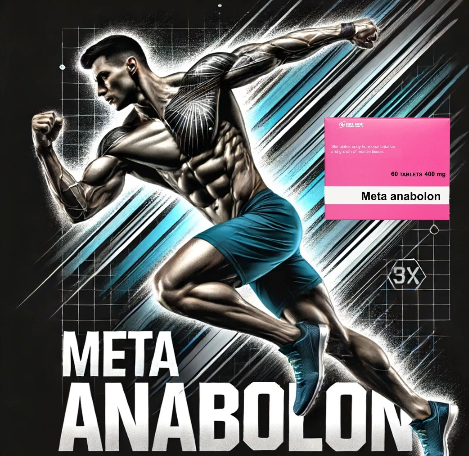 META ANABOLON Testosterone Tablets Booster Testo increase libido muscle building