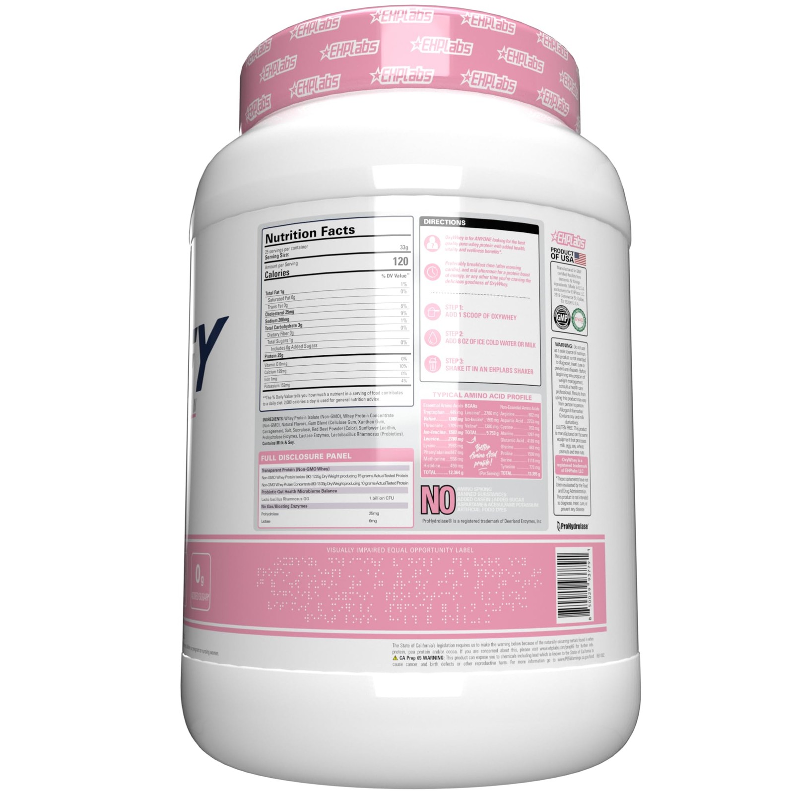 EHP Labs OxyWhey Whey Protein Isolate – 25g High Protein, Low Carb, Sugar Fre…