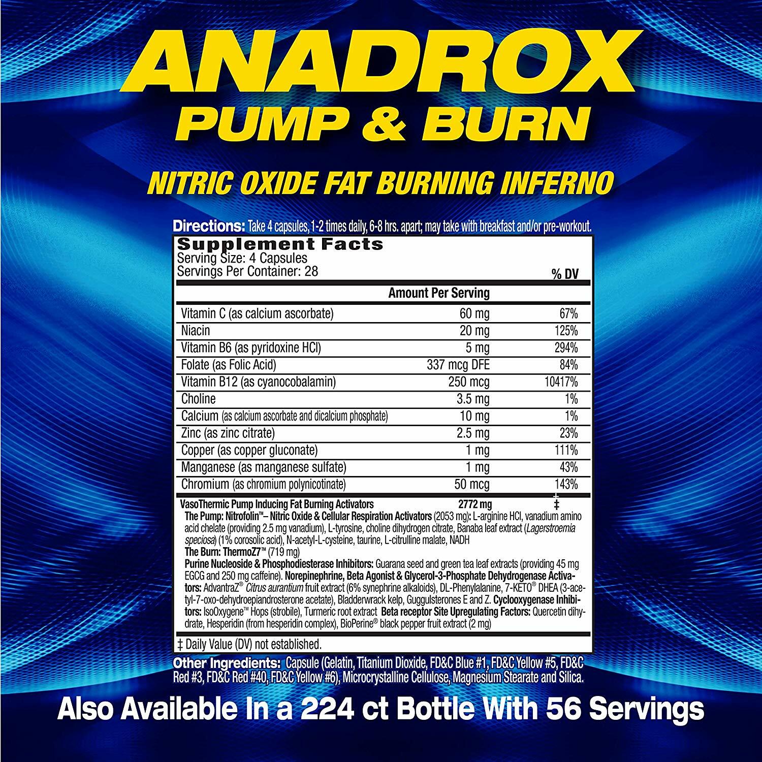 MHP ANADROX Pump & Burn Nitric Oxide Fat BURNING INFERNO – 112 Capsules
