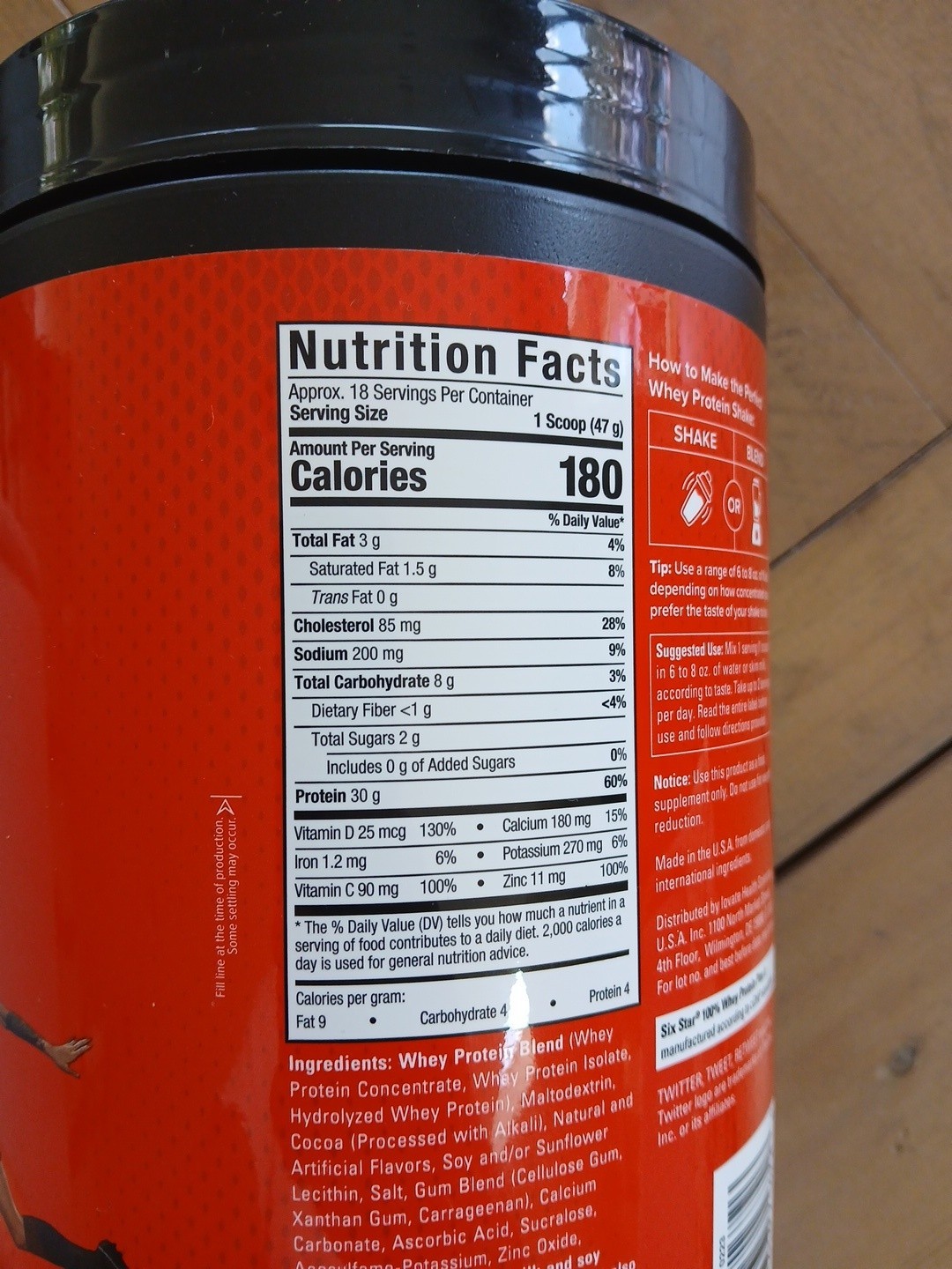Six Star 100 Whey Protein Powder Plus Triple Chocolate 1.81 lb 30g Protein