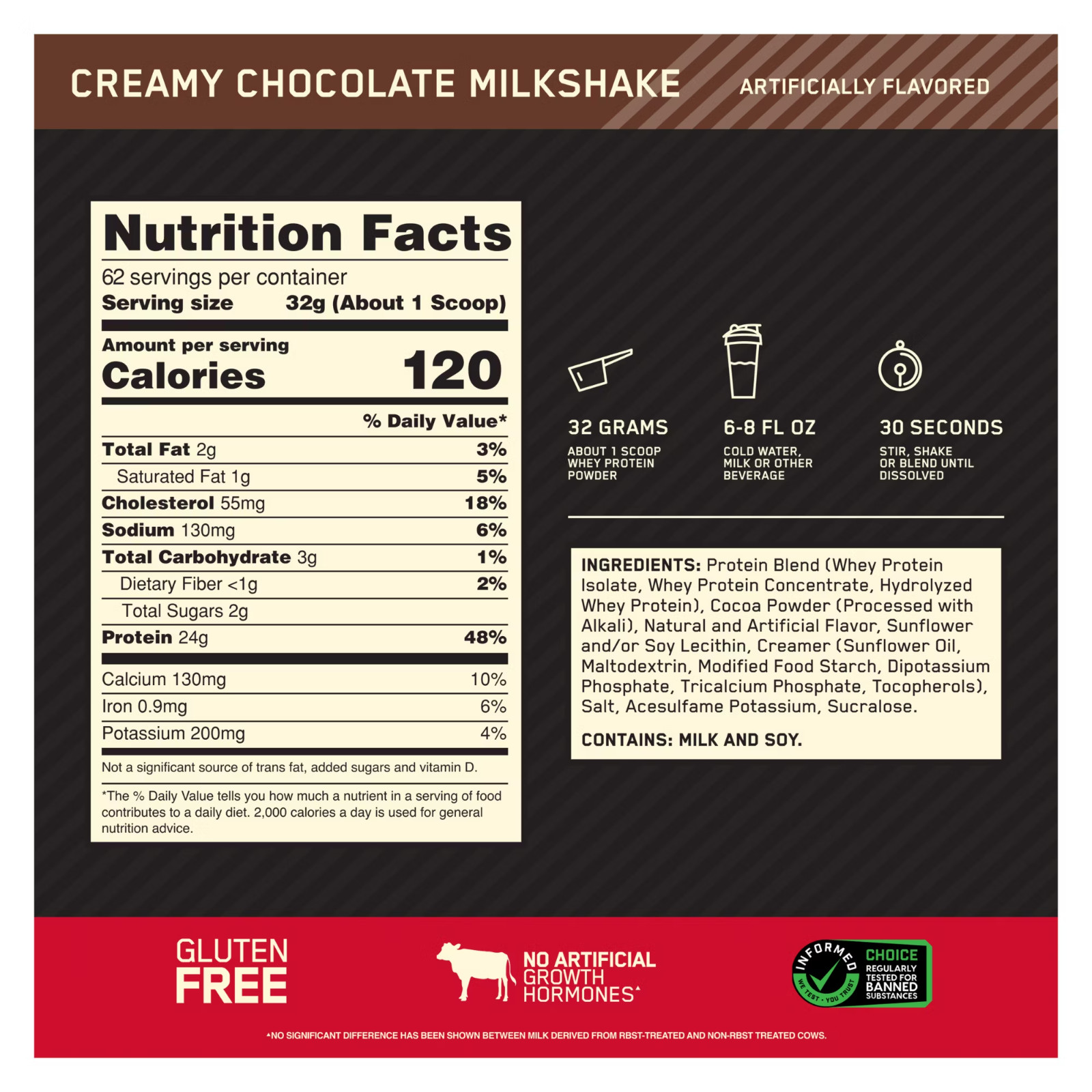 Optimum Nutrition Gold Standard Whey Protein Powder Double Rich Chocolate 2.27kg
