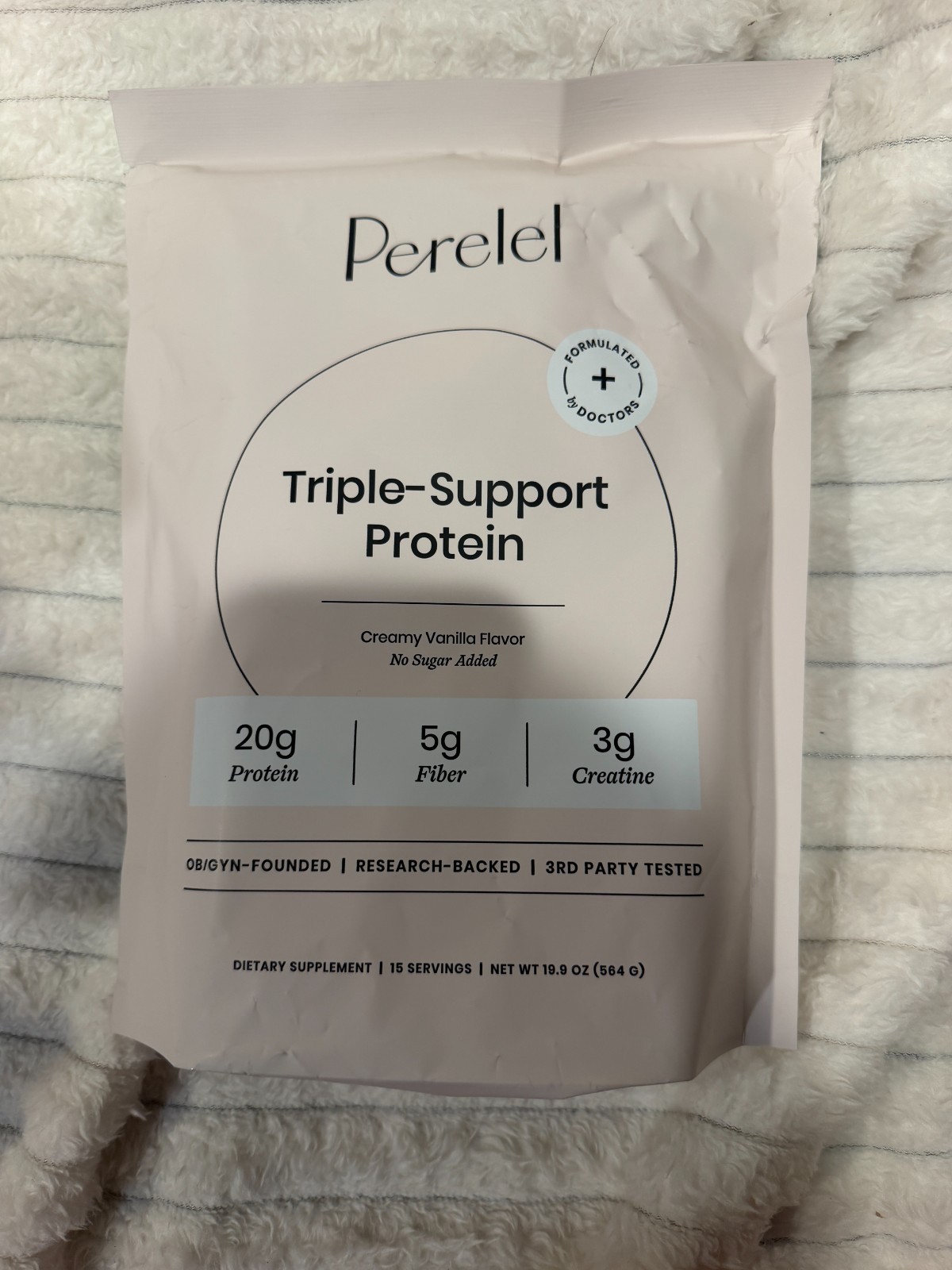 Perelel Triple-Support Protein Fiber Creatine Powder No Sugar Add Vanilla 19.9oz