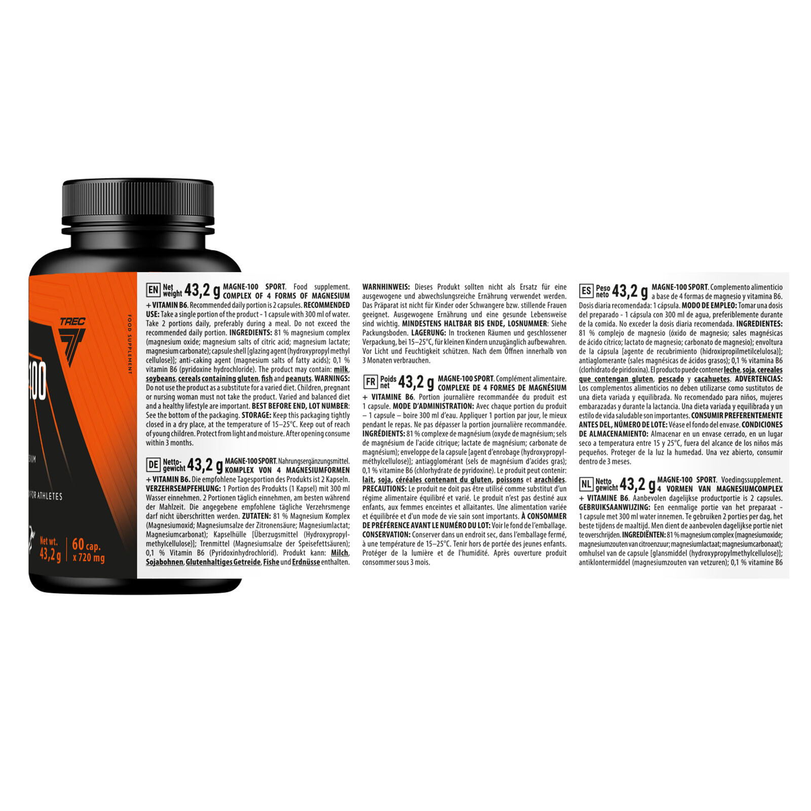MAGNE-100 SPORT 60–360 Caps – Magnesium + B6 for Cramps, Energy & Recovery