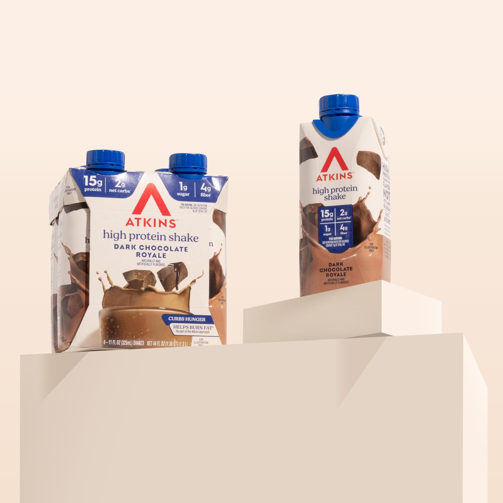 Atkins Dark Chocolate Royale Protein Shake, High 11 Fl Oz (Pack of 12)