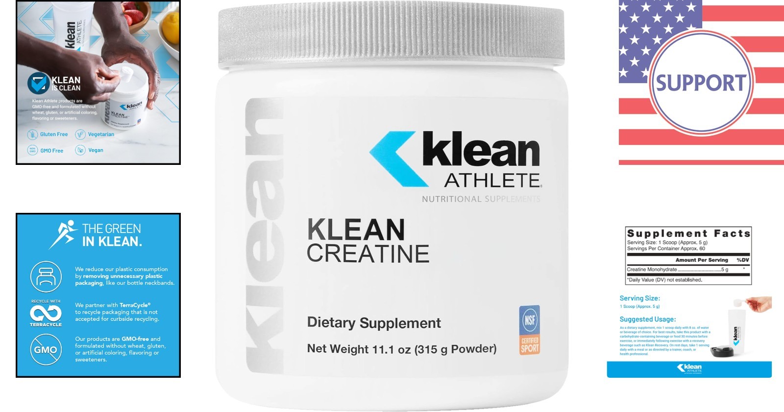 Klean Creatine for Athletes – Unflavored 11.1 oz Powder, GMO Free Energy Support