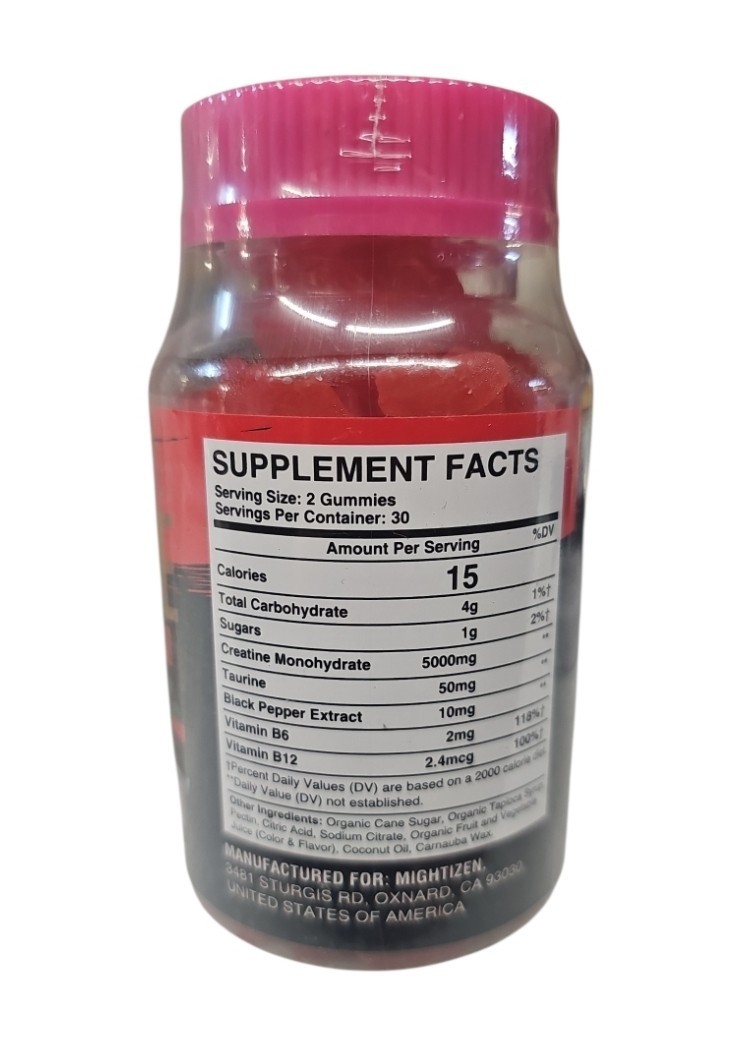 Mightizen Creatine Monohydrate Gummies Qty 60 Exp 6/27 Sealed