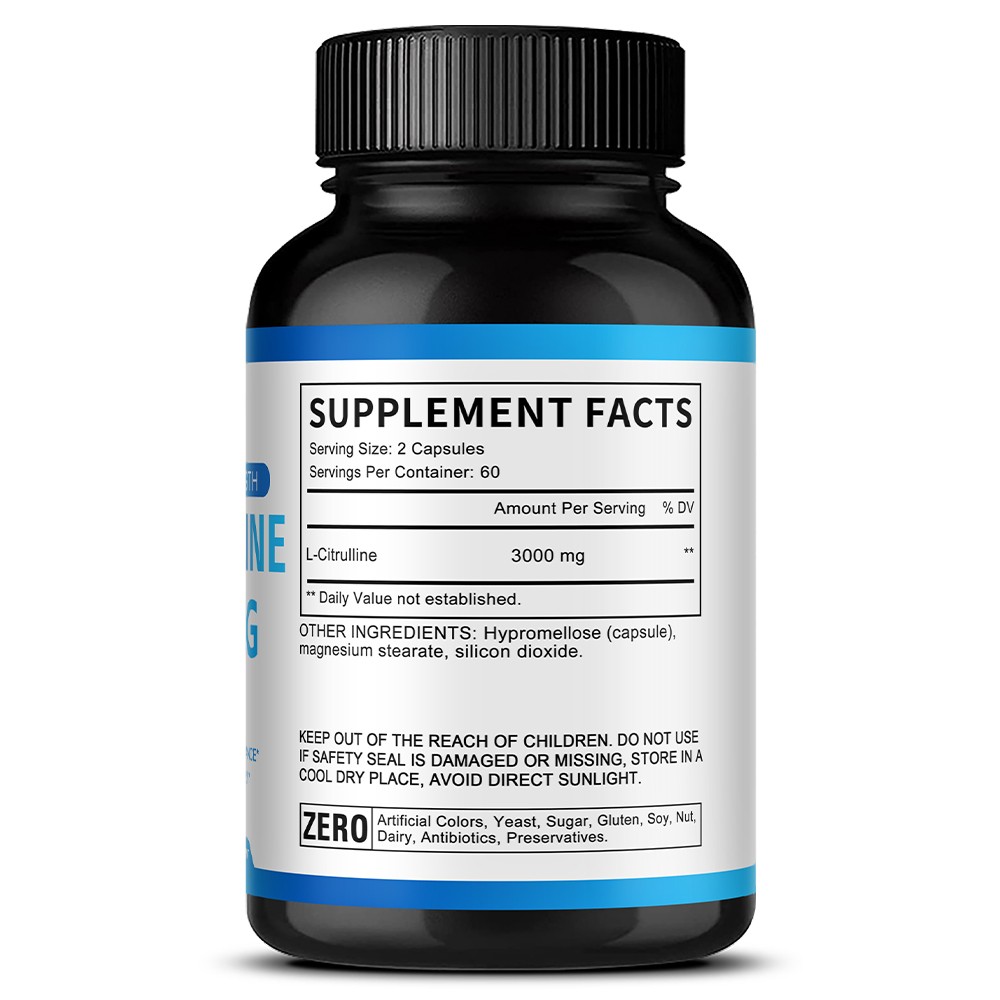 L Citrulline 3000mg Supplement L Arginine Muscle Recovery Pump Capsules 30-120