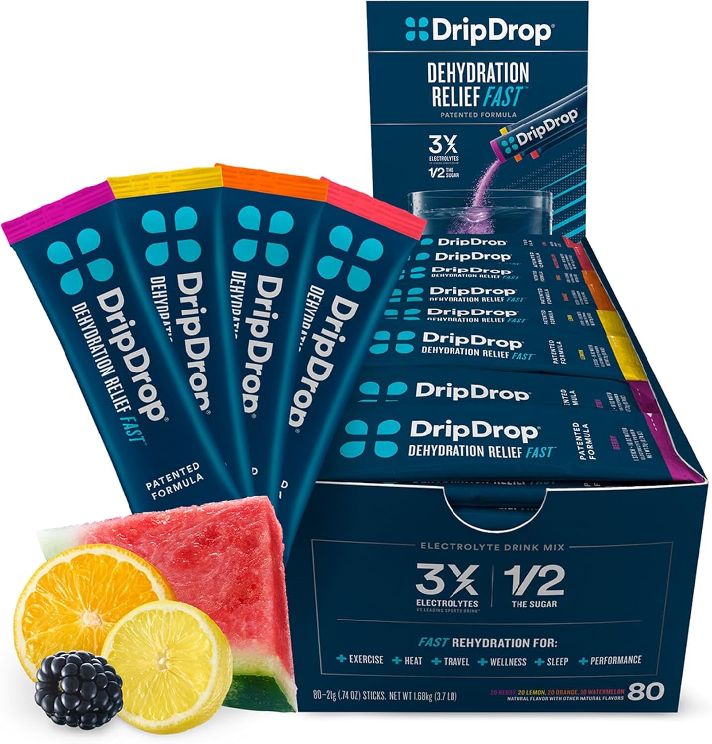 DripDrop Hydration Bold Variety Pack Electrolyte Drink Mix Single Serve 32 Stick