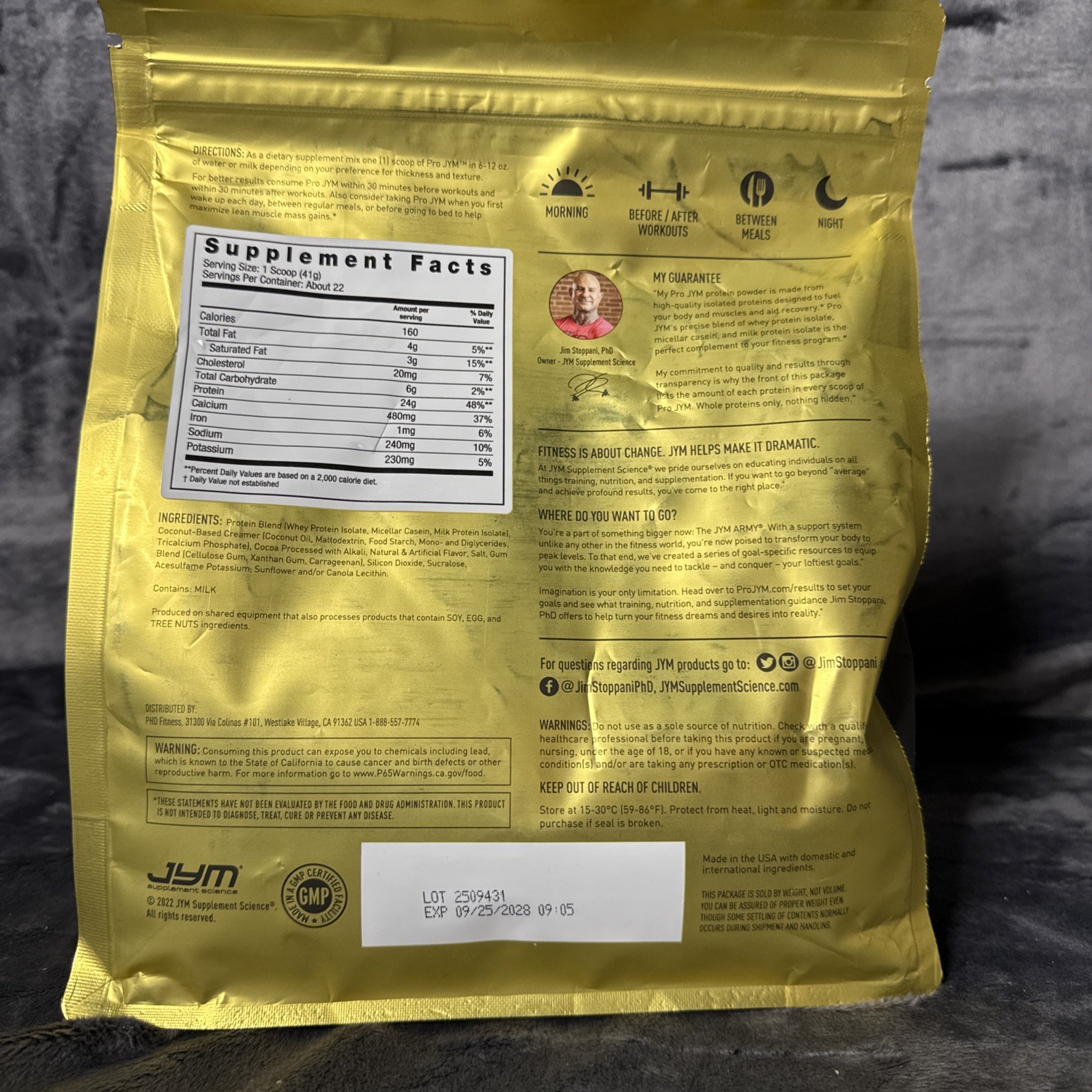 Pro JYM Chocolate Peanut Butter Protein 22 Servings Whey Casein Milk Blend