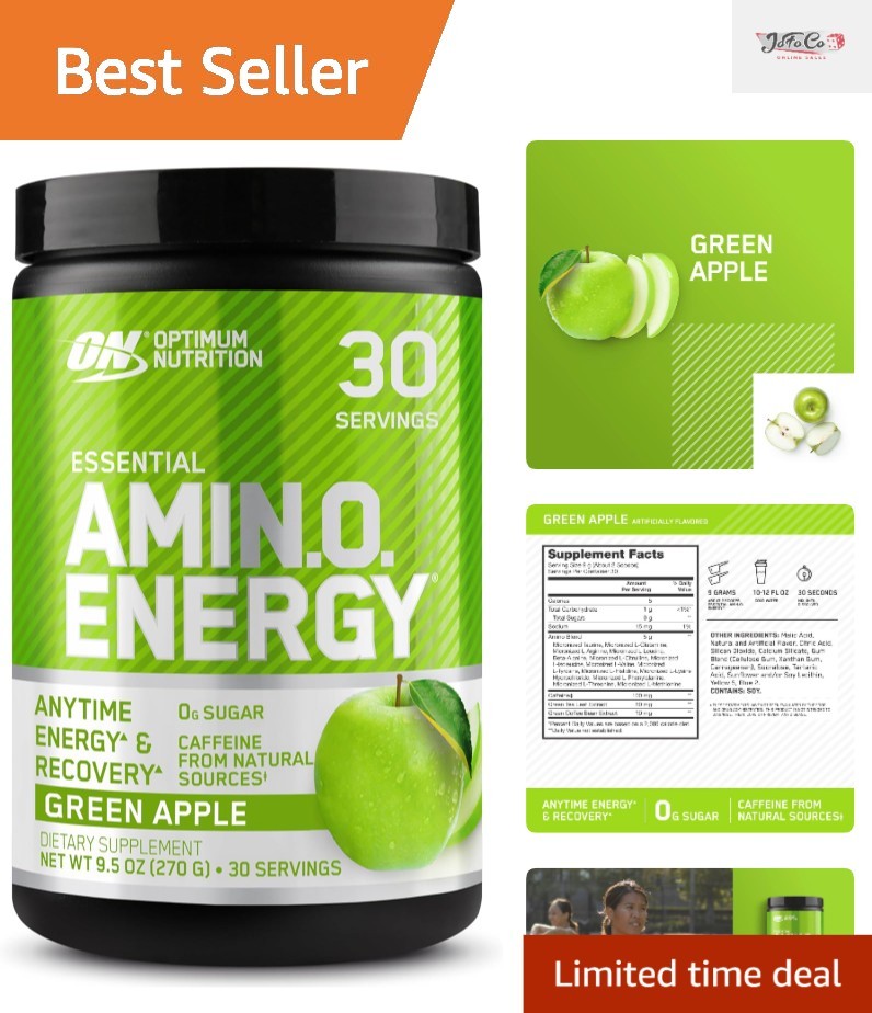 Fuel Your Workouts with Amino Energy Powder – Green Apple, 100mg Caffeine Boost