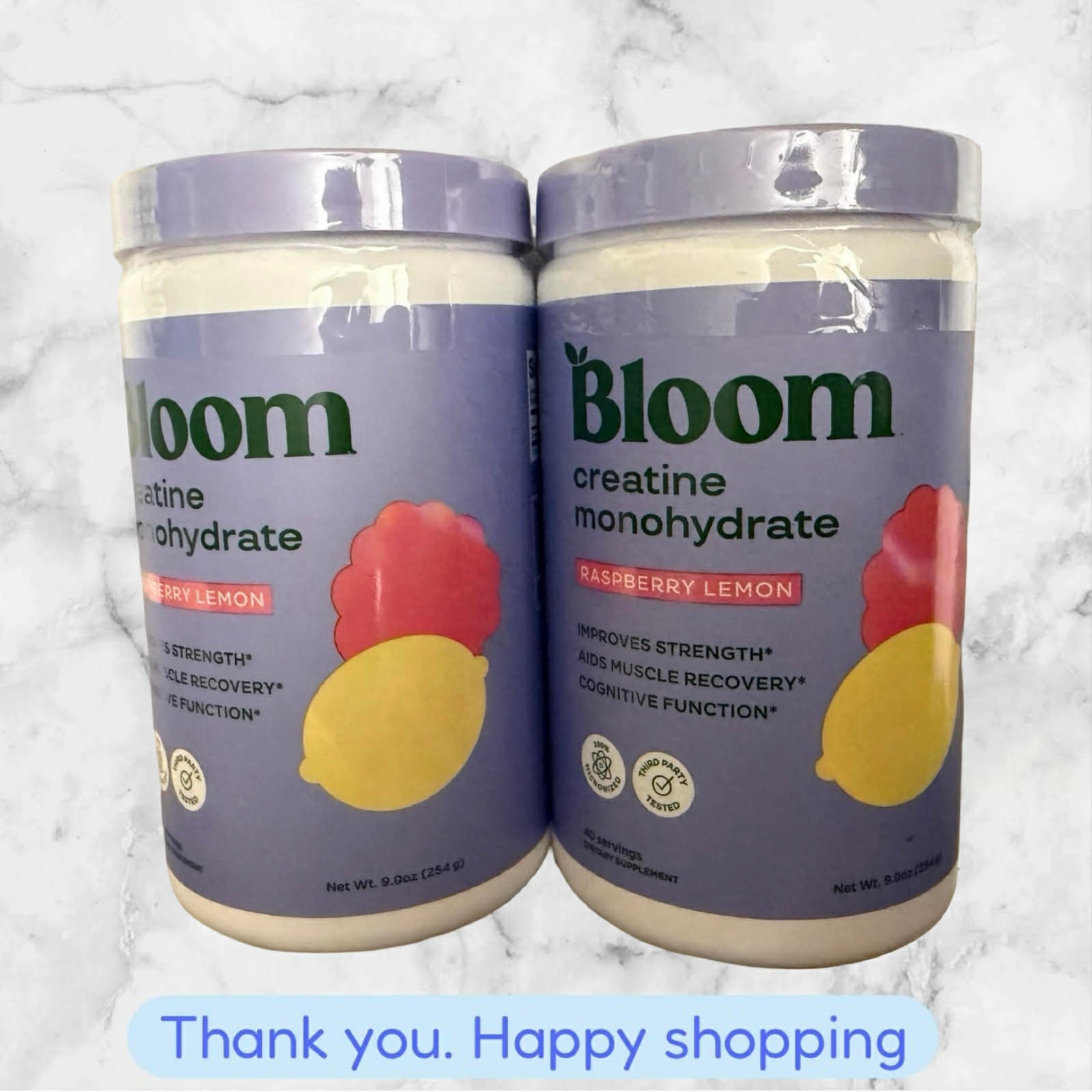 FOR 2 Bloom Creatine Monohydrate Dietary Supplement Raspberry Lemon 9 oz Each