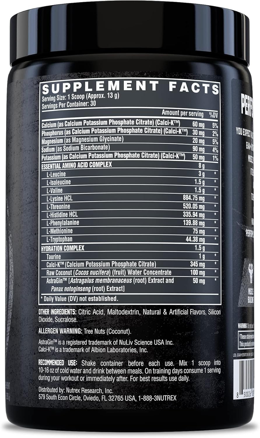 Nutrex EAA + Hydration BCAA Amino Acids Electrolytes Muscle Recovery Endurance