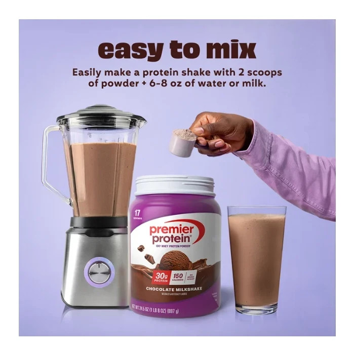 Premier Protein 100% Whey Protein Powder, Chocolate Milkshake, 30g Protein