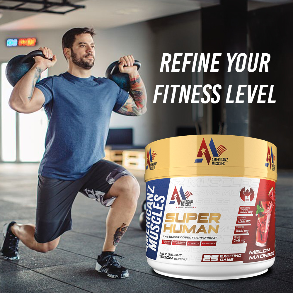 Americanz Muscles Super Human PreWorkout Endless Energy (Melan Madness) 150GM