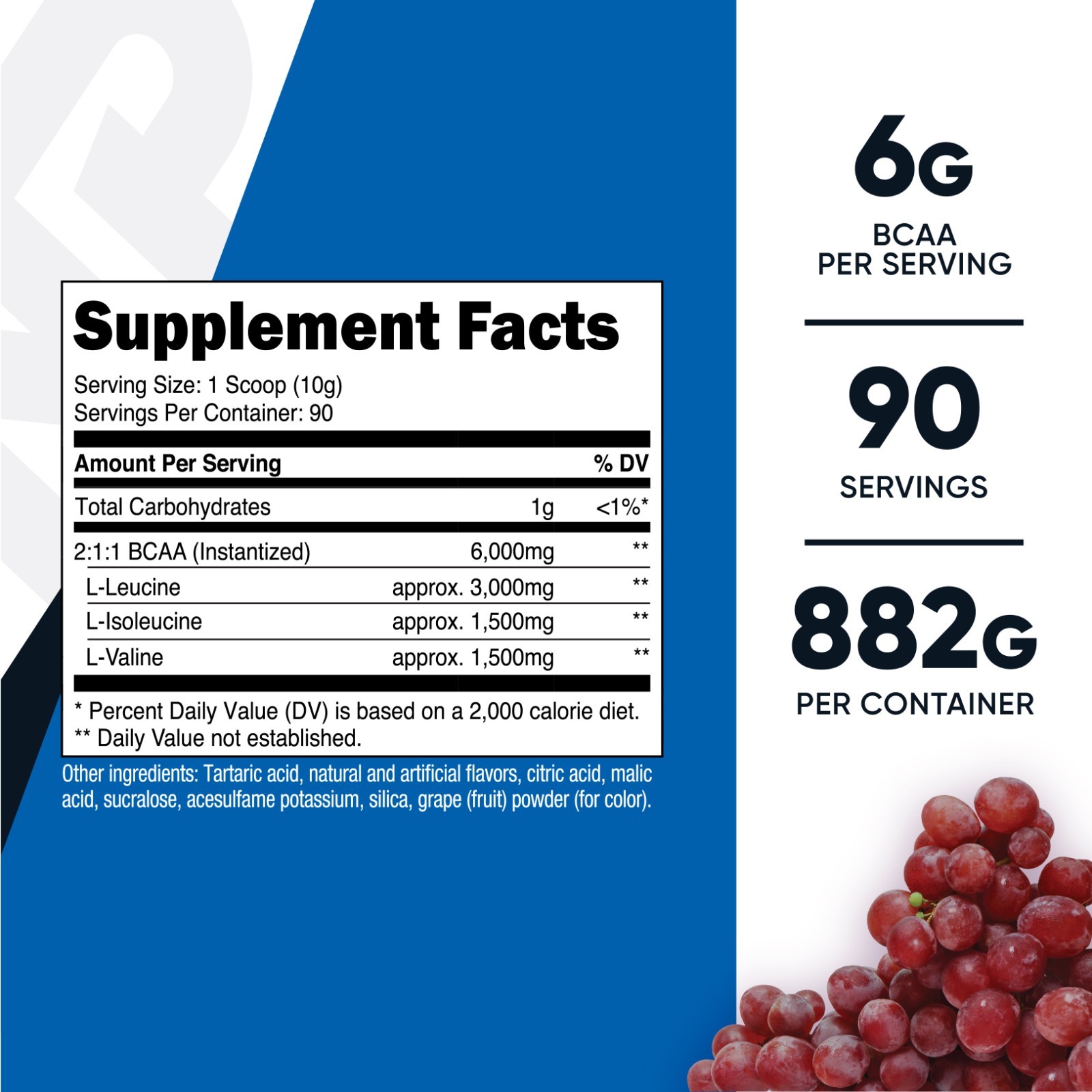 Nutricost BCAA Powder (Grape) 90 Servings – Gluten Free and Non-GMO
