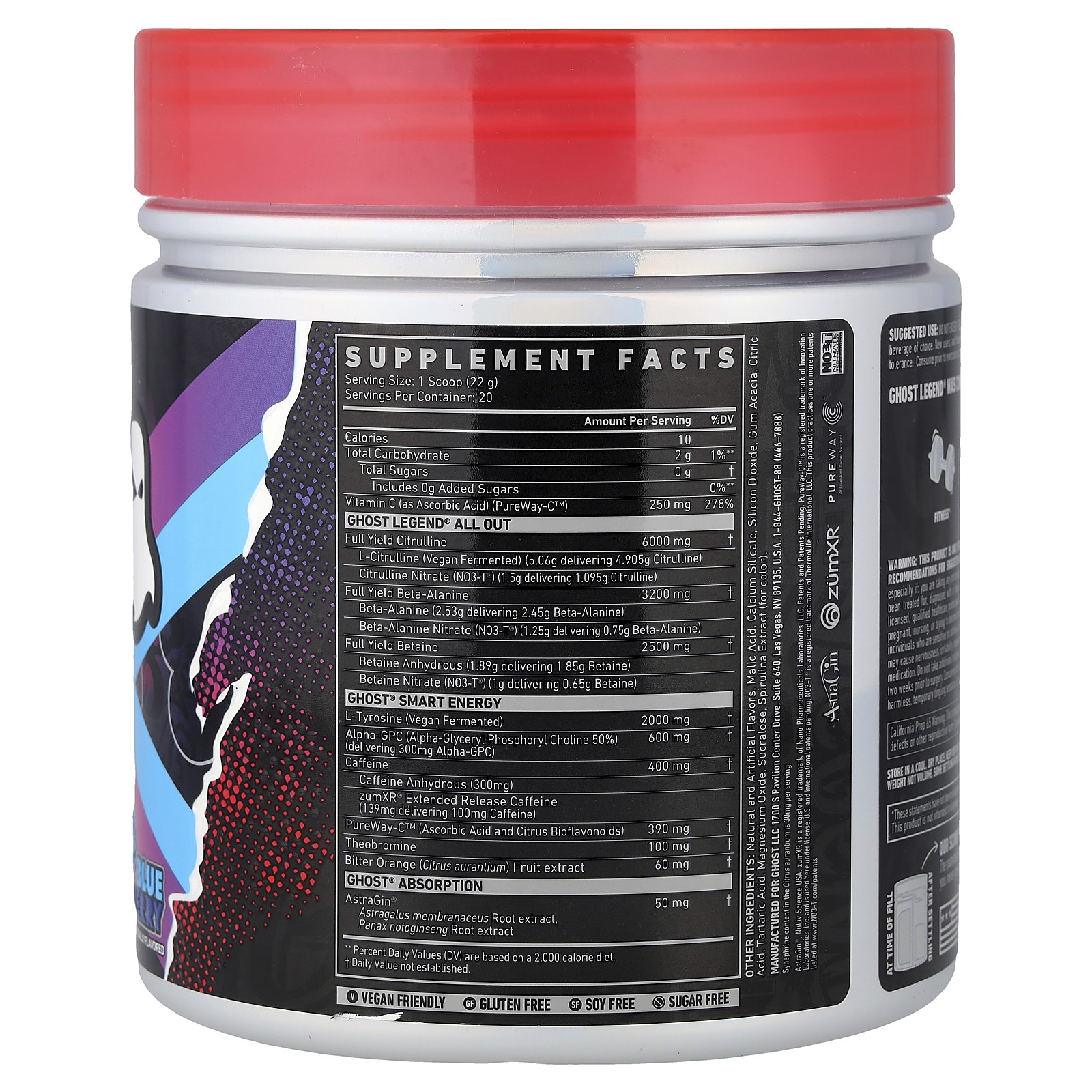 Legend® All Out Pre-Workout, Blue Raspberry, 15.5 oz (440 g)