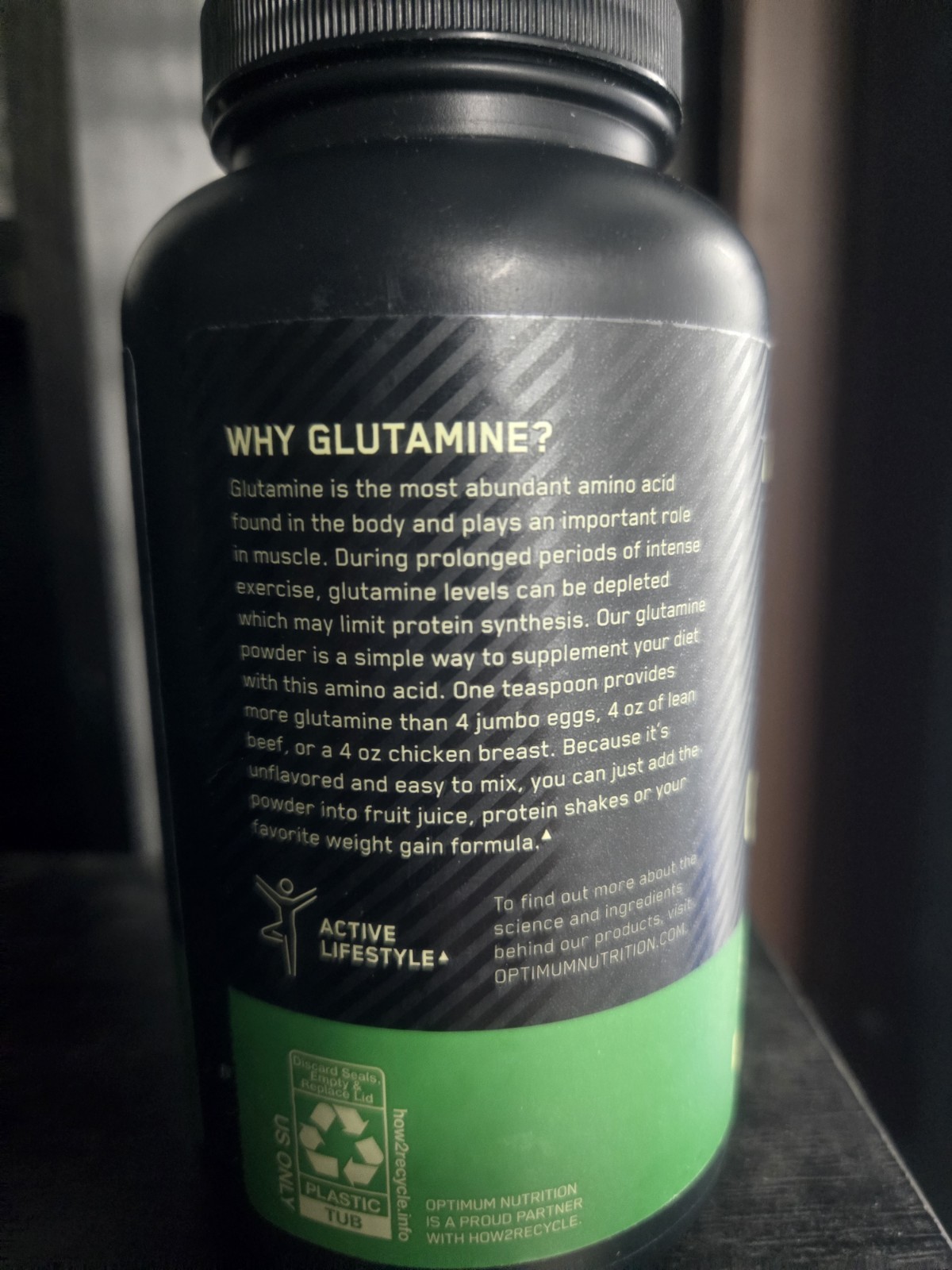 ✅️5 Lot Optimum Nutrition Glutamine Powder Unflavored 10.58 oz Exp May 2028