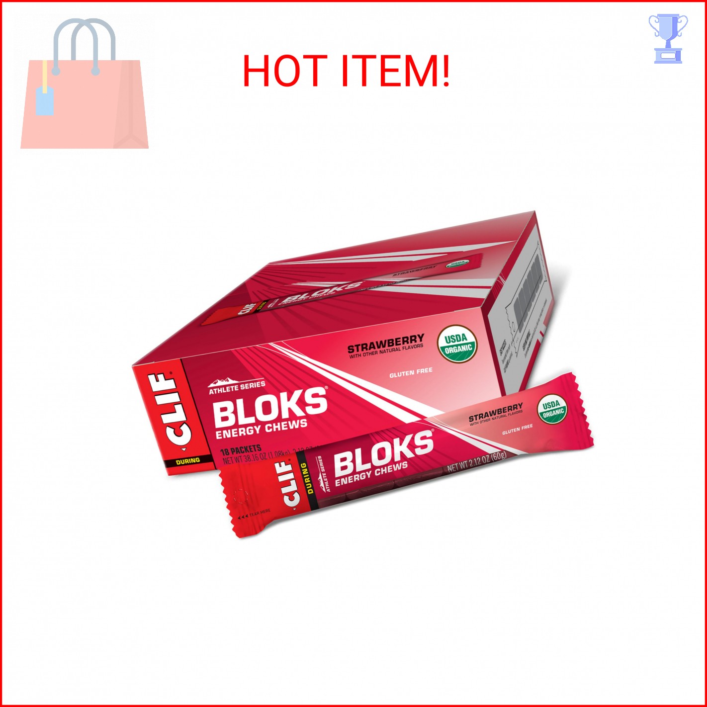 CLIF BLOKS – Strawberry Flavor – Energy Chews – Non-GMO – Plant Based – Fast Fue