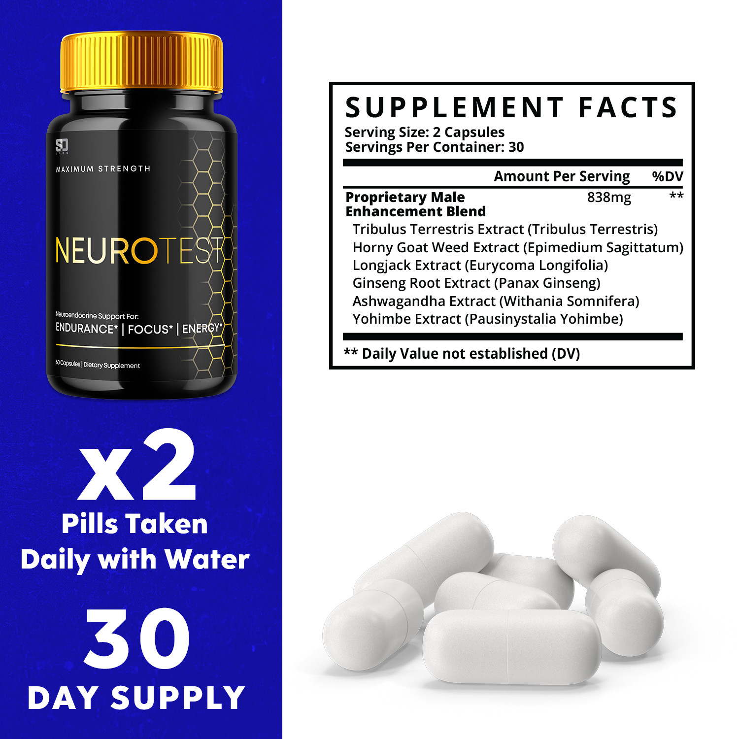 (3 Pack) Neurotest, Neurotest Advanced Formula Male Support Pills (180 Capsules)