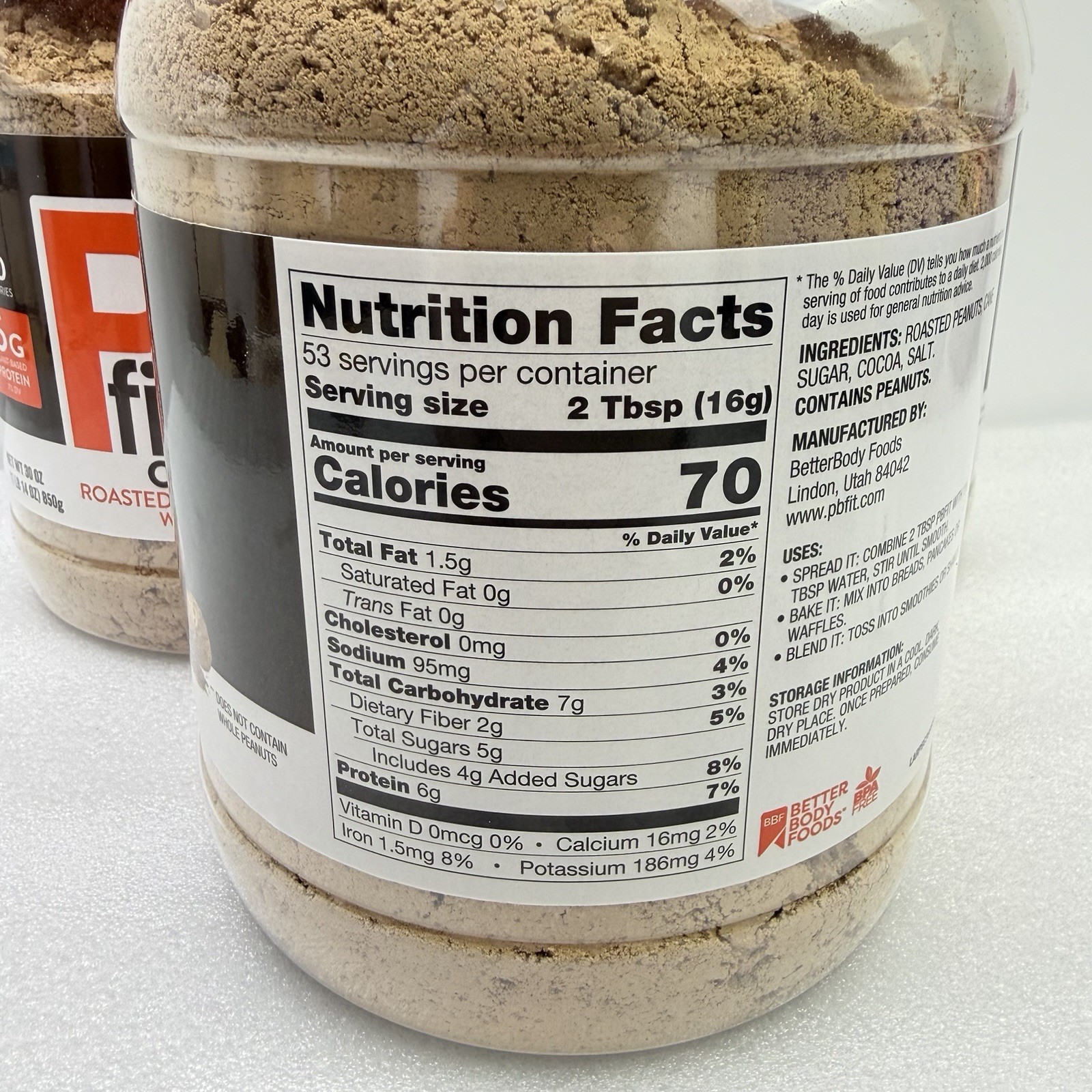 4 PACK PBfit Peanut Butter Powder Chocolate Flavor, Cocoa Roasted, 30 oz