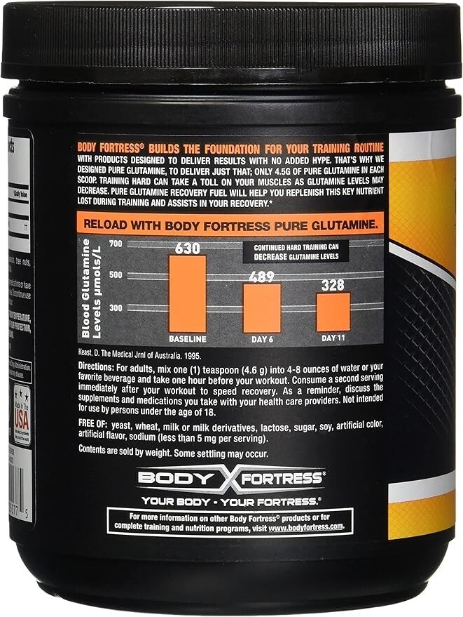 Body Fortress Pure Glutamine Powder, 10.6 Oz