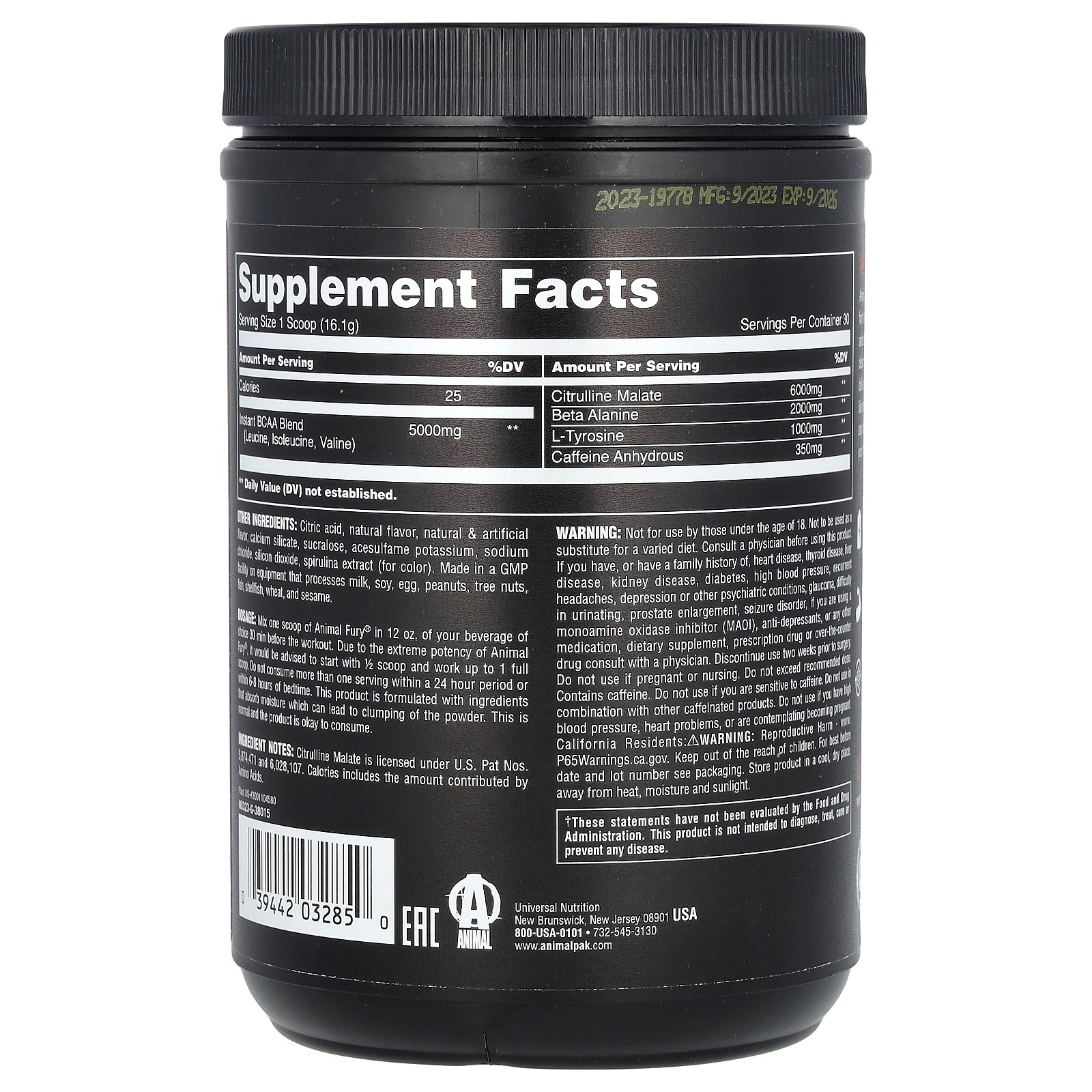 Fury, Preworkout Formula, Blue Ice Pop, 1.07 lbs (483 g)