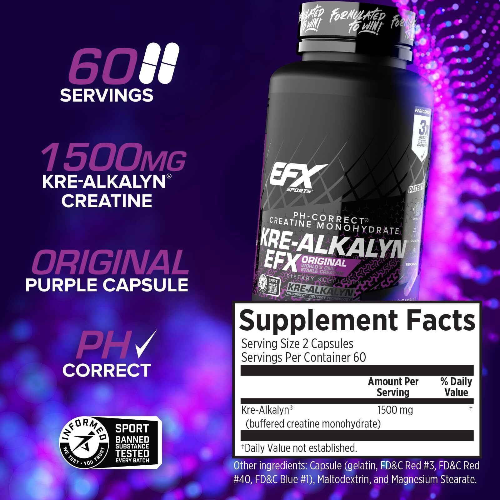 Kre Alkalyn EFX Creatine Capsules 120 Count pH Correct Muscle Gain Supplement