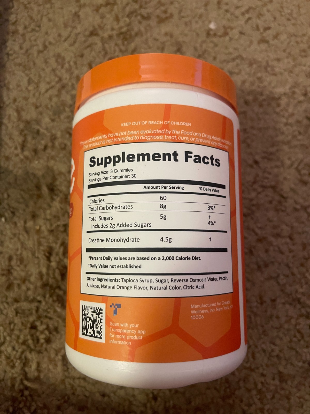 Create Creatine Gummies Monohydrate 5g Muscle Growth Recovery Strength New