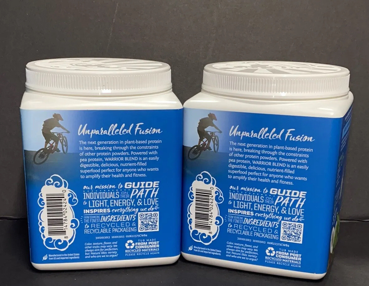 2 Warrior Blend Organic High Performance Protein Powder 13.2 Oz (375g) Chocolate