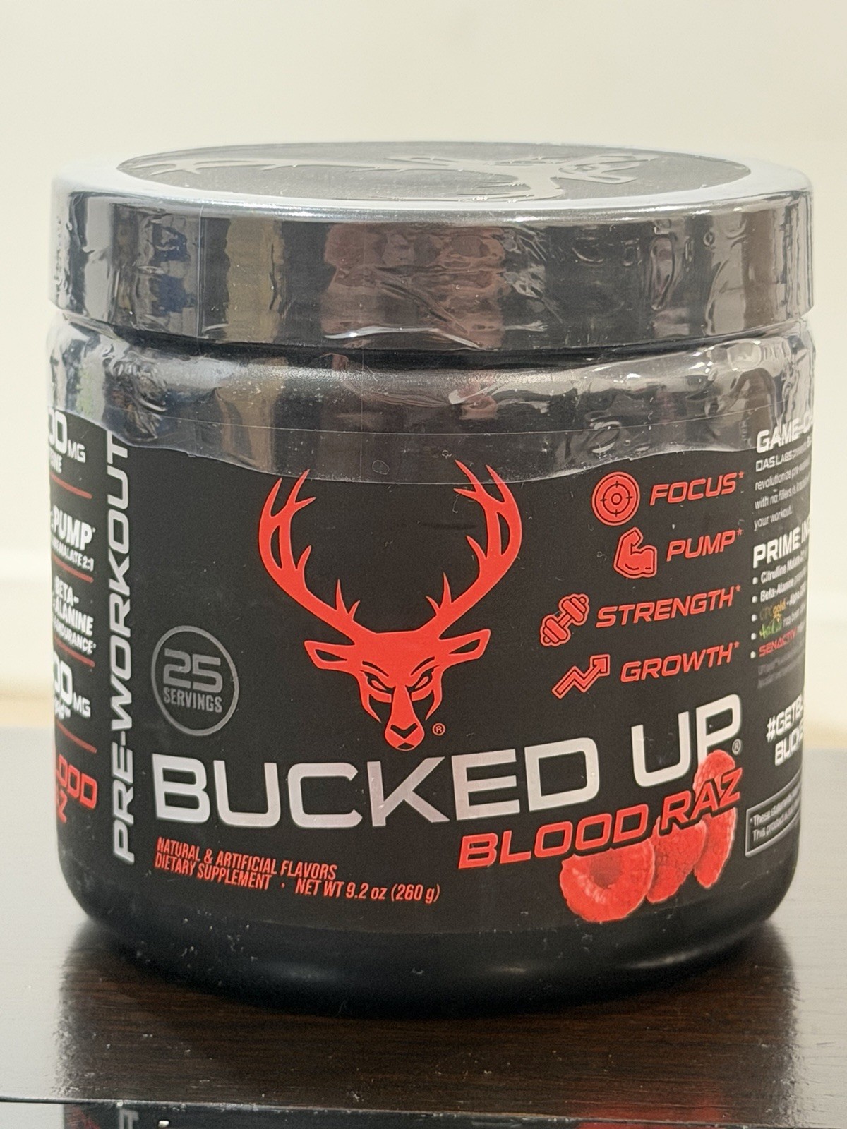 Bucked Up Pre-Workout Powder Blood Raz 9.2oz Citrulline Caffeine exp 10/2027