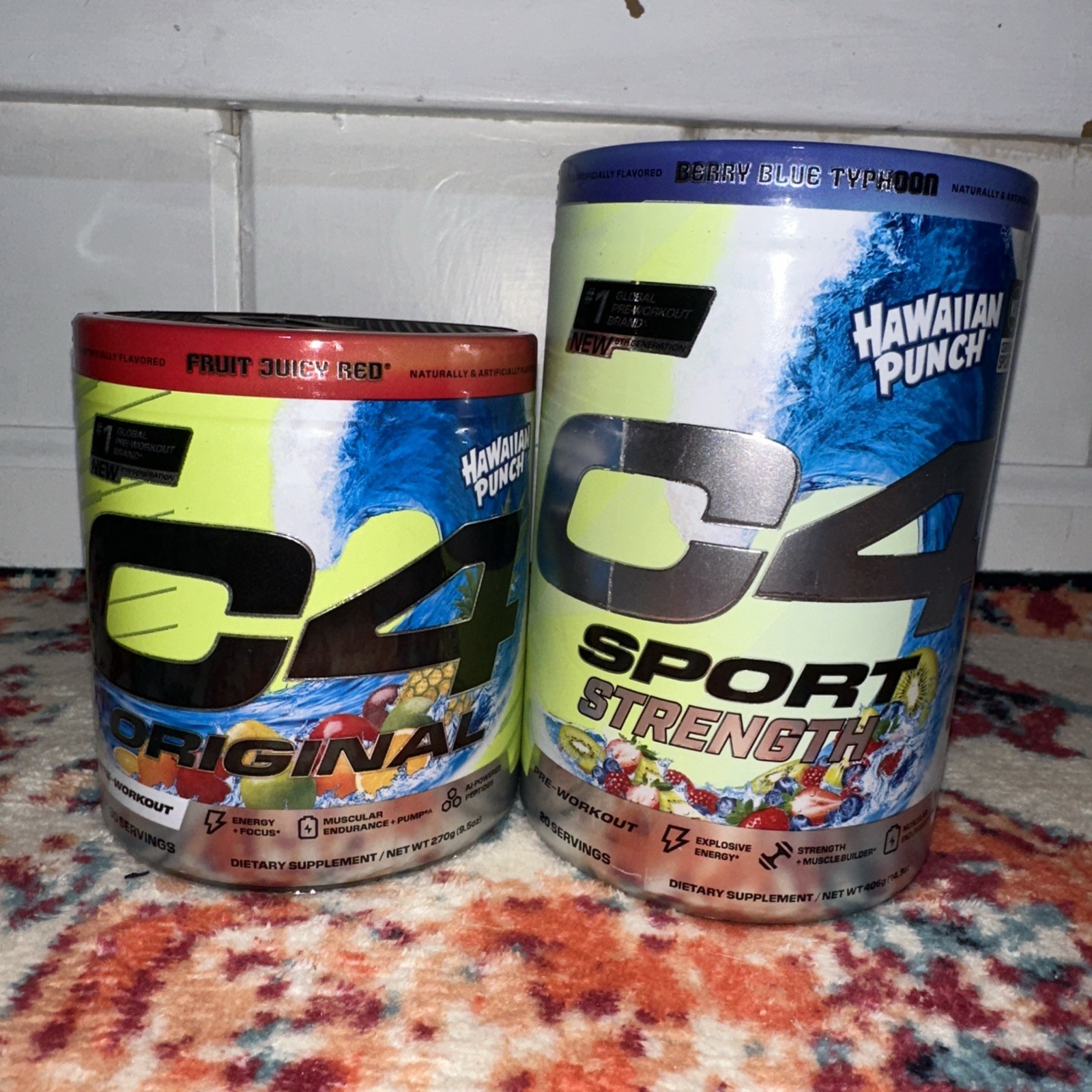 C4 Sport Strength Hawaiian Punch Berry Blue Typhoon Pre-Workout 20 Servings 406g