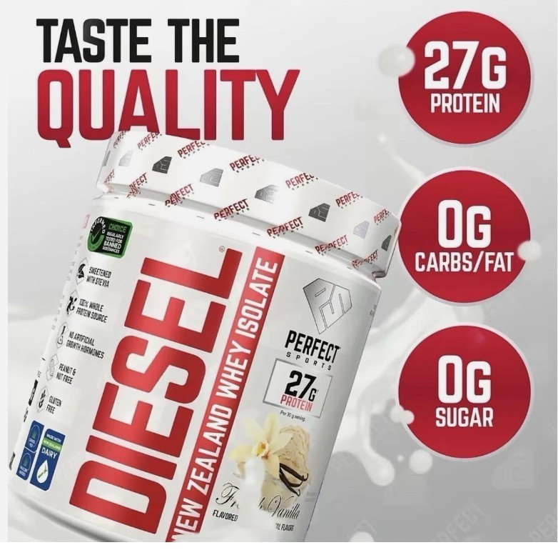 Diesel®, New Zealand Whey Isolate, French Vanilla 360g 12 Servings EXP: 1/2028