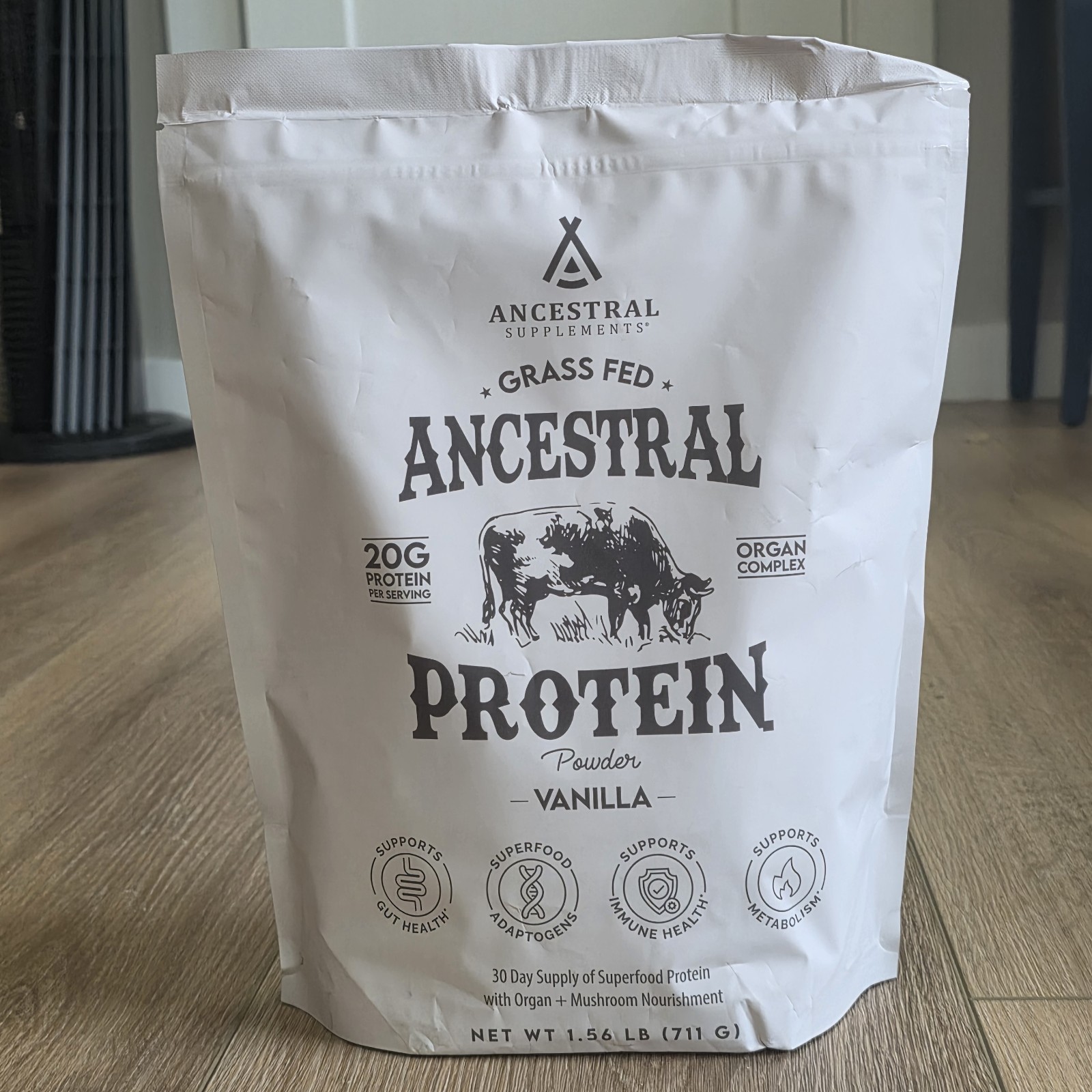 Ancestral Supplements Grass Fed Protein Powder Vanilla w Shaker 9/15/27 1.63 lbs