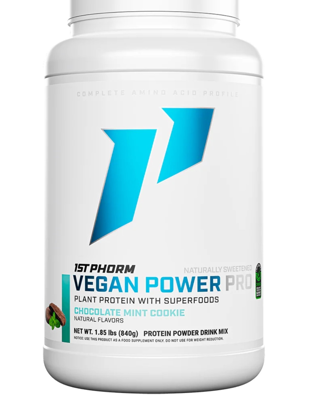 1st Phorm VEGAN POWER PRO PROTEIN 2 lb (30 Serv) Natural Choc Mint BEST BY 11/26