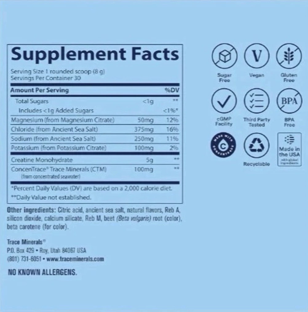 Creatine + Electrolytes Powder and Mineral Hydration Peak Performance. B6