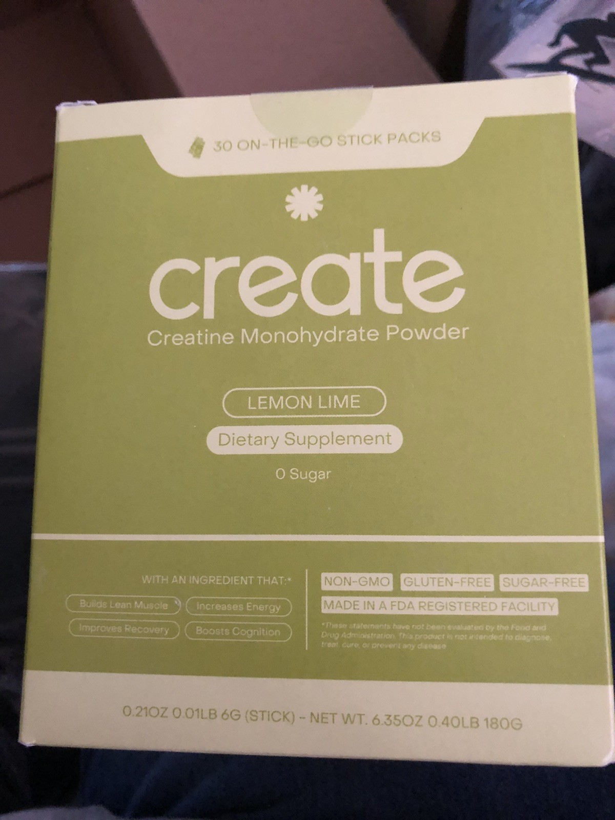 Create Creatine Monohydrate Powder Lemon Lime Dietary Supplement 30 sticks @ New